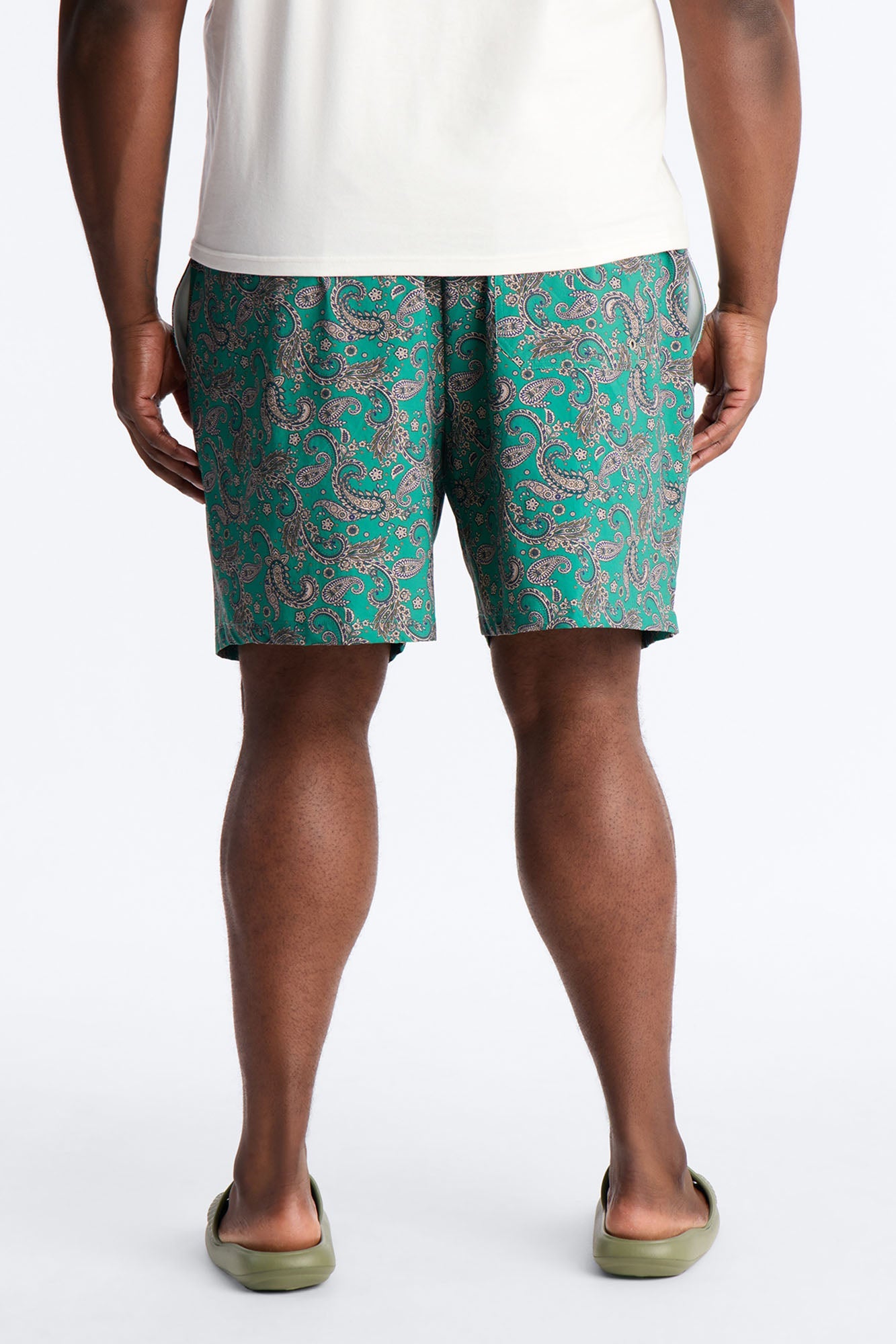 Paisley Elevated Printed Swim Trunk 7″ - Teal Fashion Nova