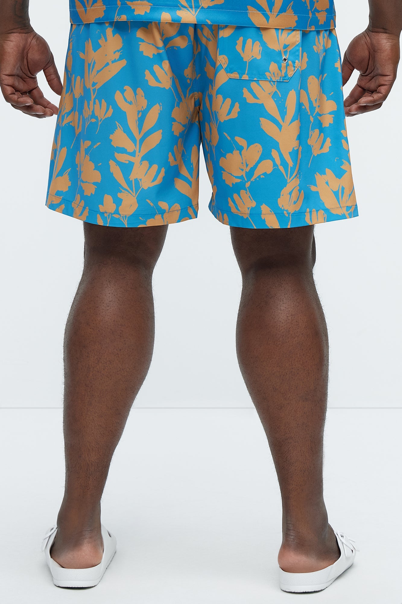 Bloom Off Swim Trunk - Blue/combo Fashion Nova