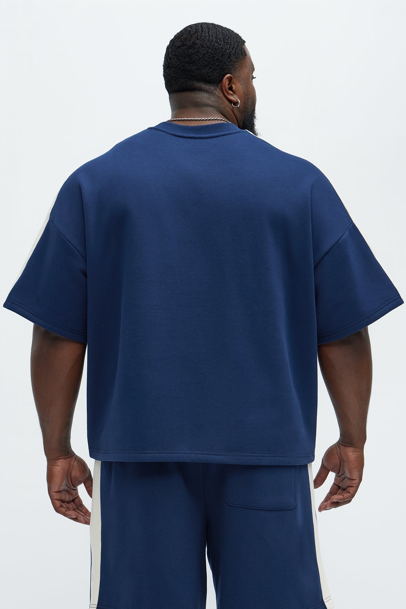Tyson Oversized Heavyweight Striped Tee - Navy Fashion Nova