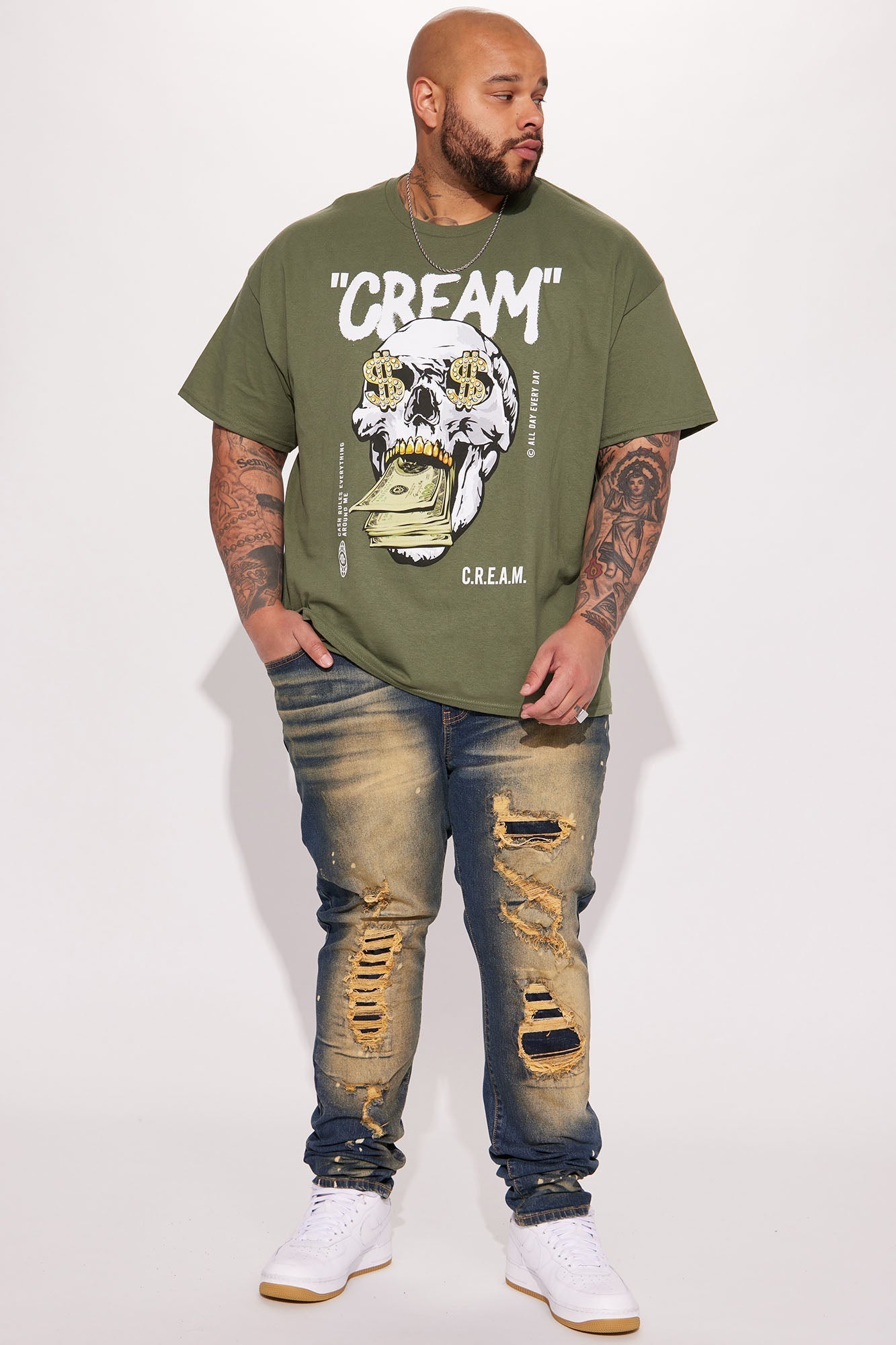 Cream All Day Short Sleeve Tee - Sage Fashion Nova