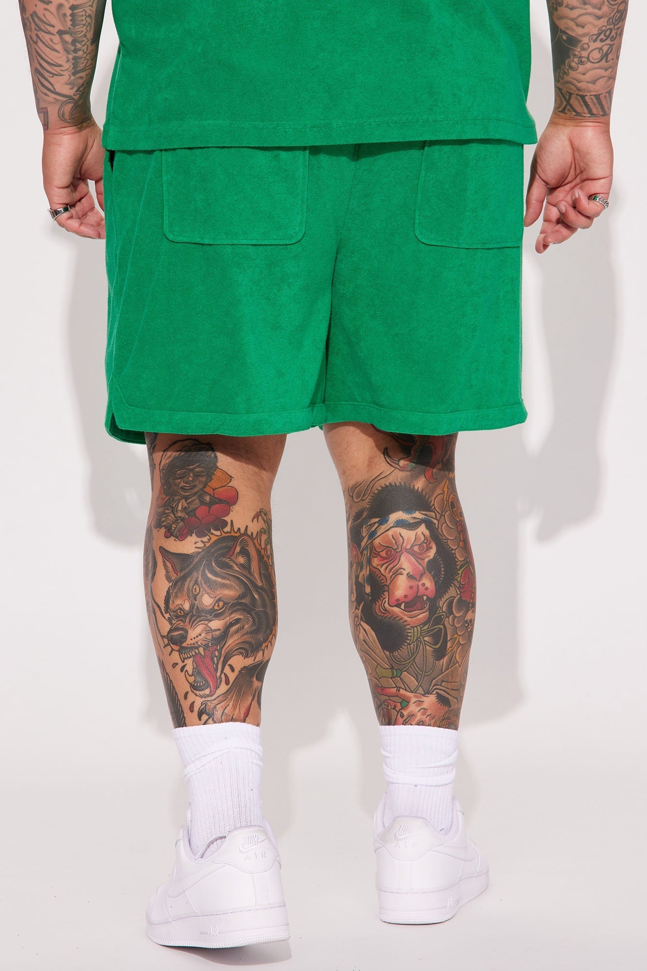 Dipped Terry Knit Shorts - Green Fashion Nova