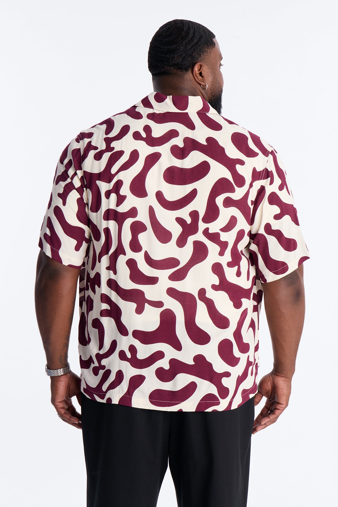Bold Metric Cuban Shirt - Burgundy Fashion Nova