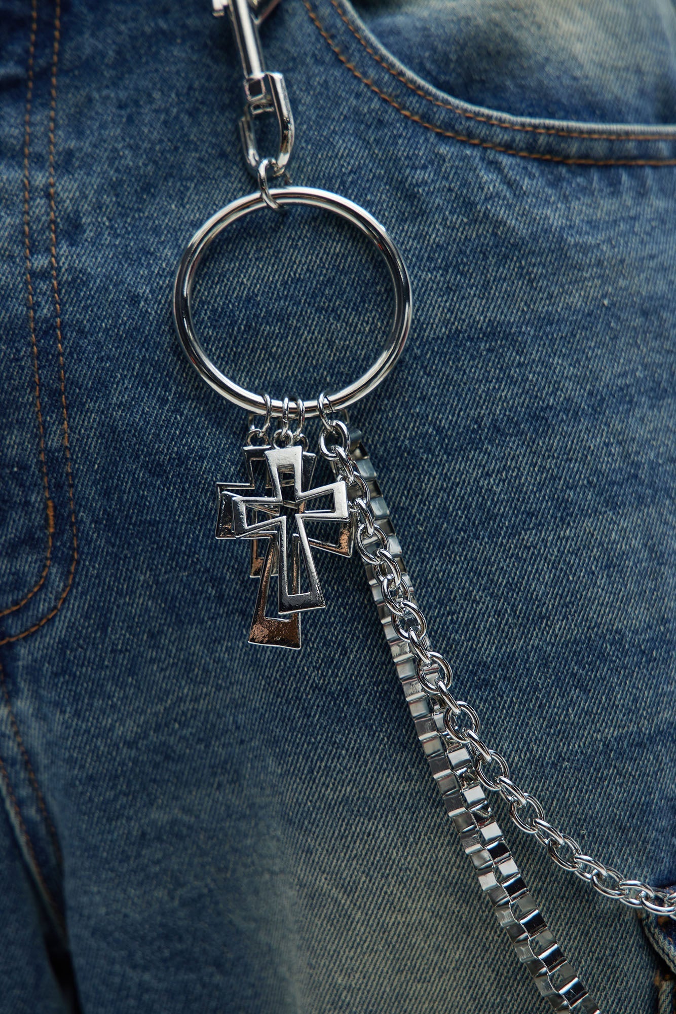 Cross You Off Layered Pant Chain - Silver Fashion Nova