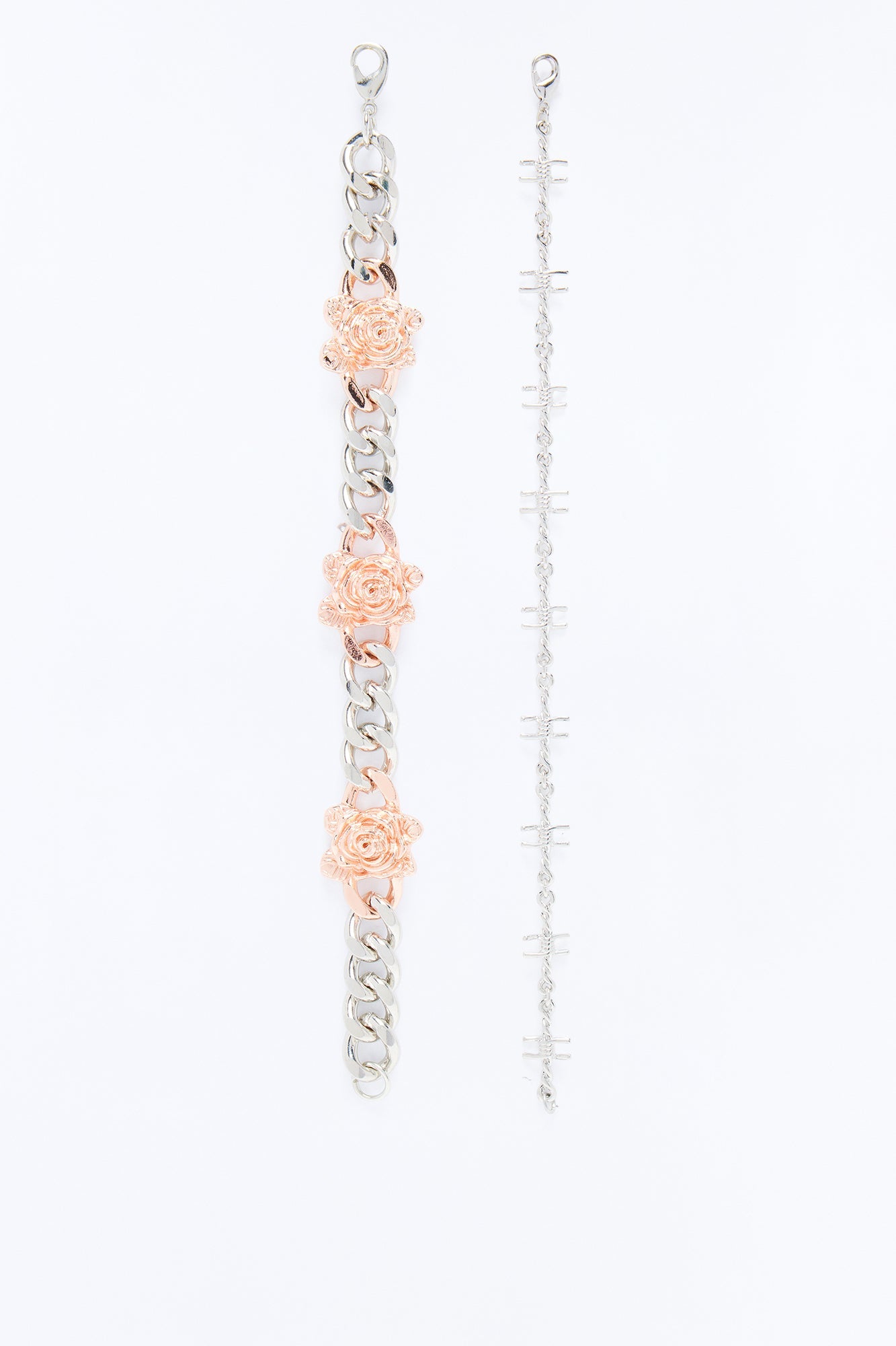 Barbed Roses Bracelet Set - Silver Fashion Nova