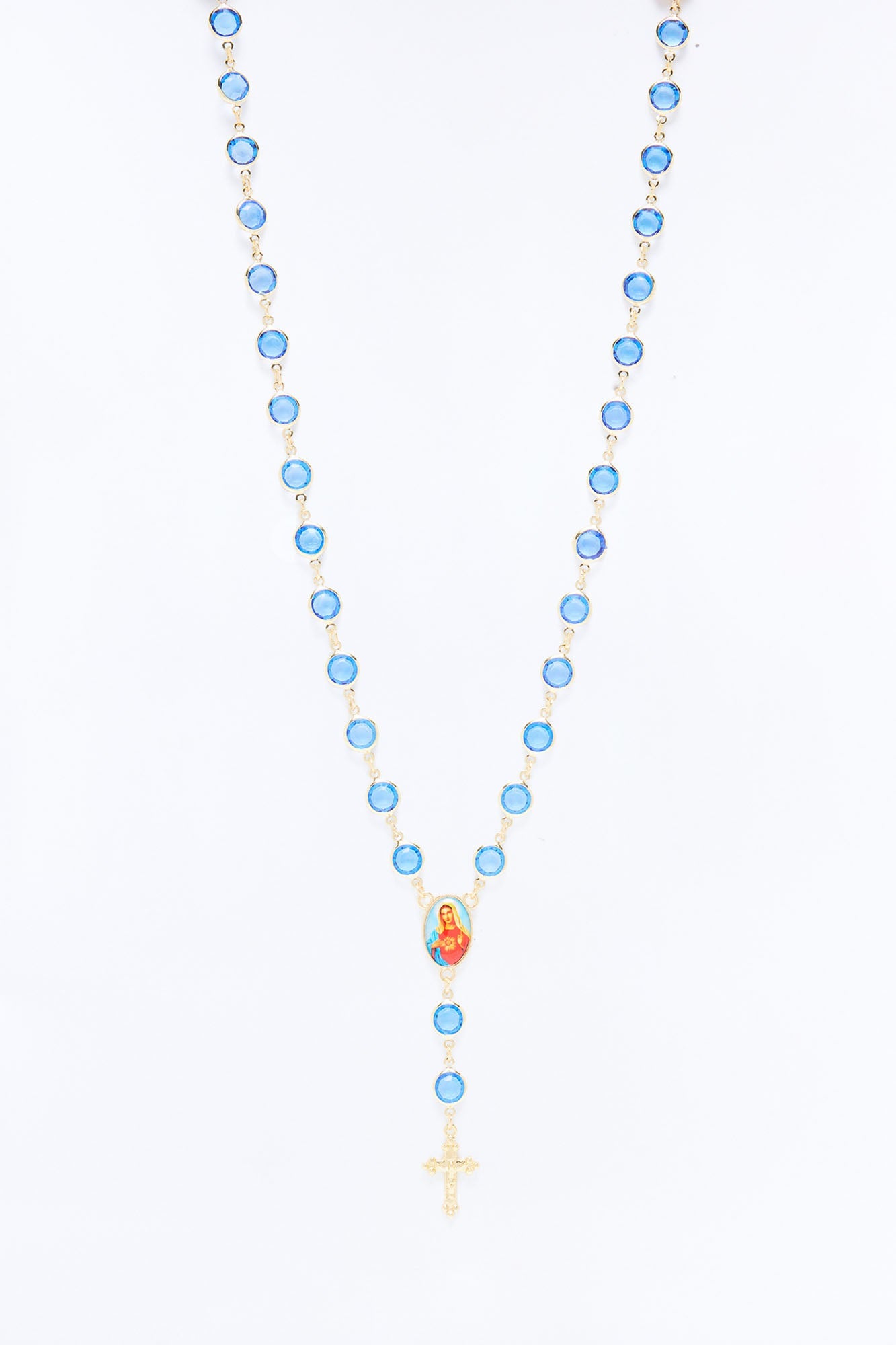 Blue Stone Rosary Necklace - Gold Fashion Nova