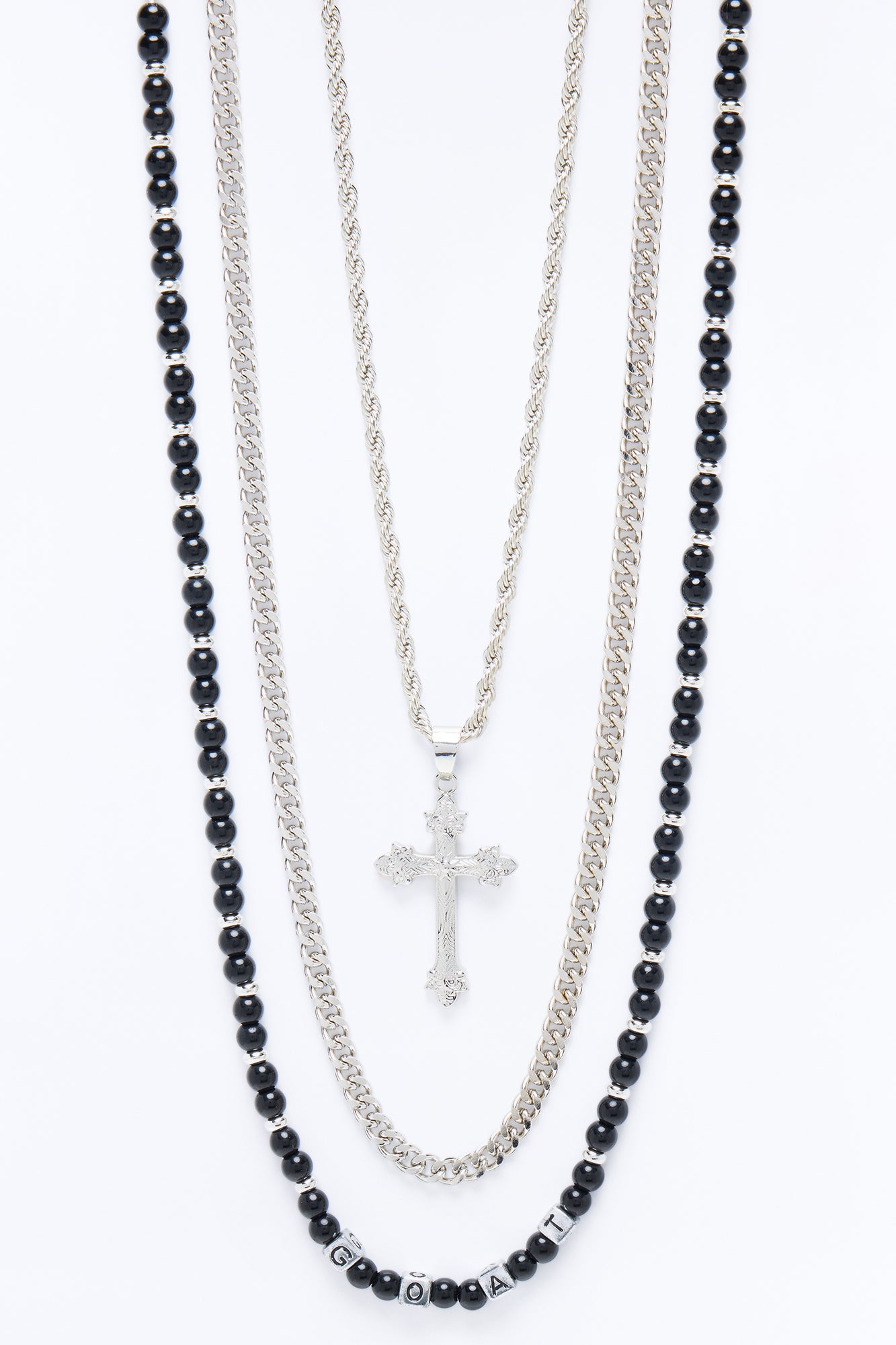 Glory and Goat Necklace Set - Silver Fashion Nova