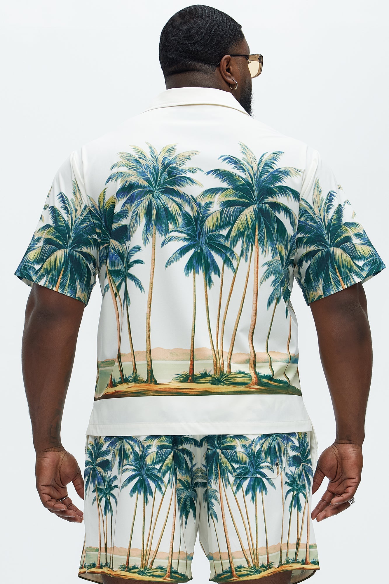 Moulay Palm Printed Cuban Shirt - Cream/combo Fashion Nova