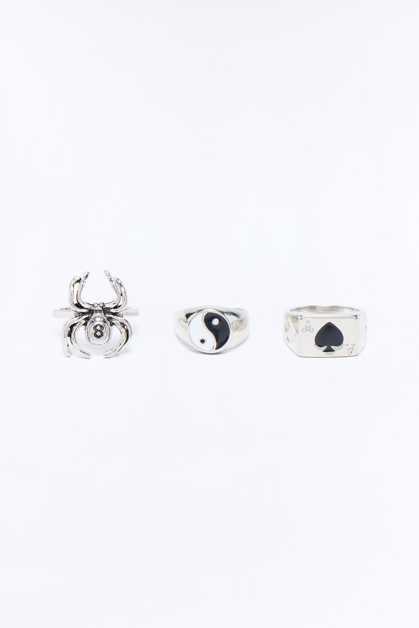 Arcane Shadows Multi Size Ring Set - Silver Fashion Nova