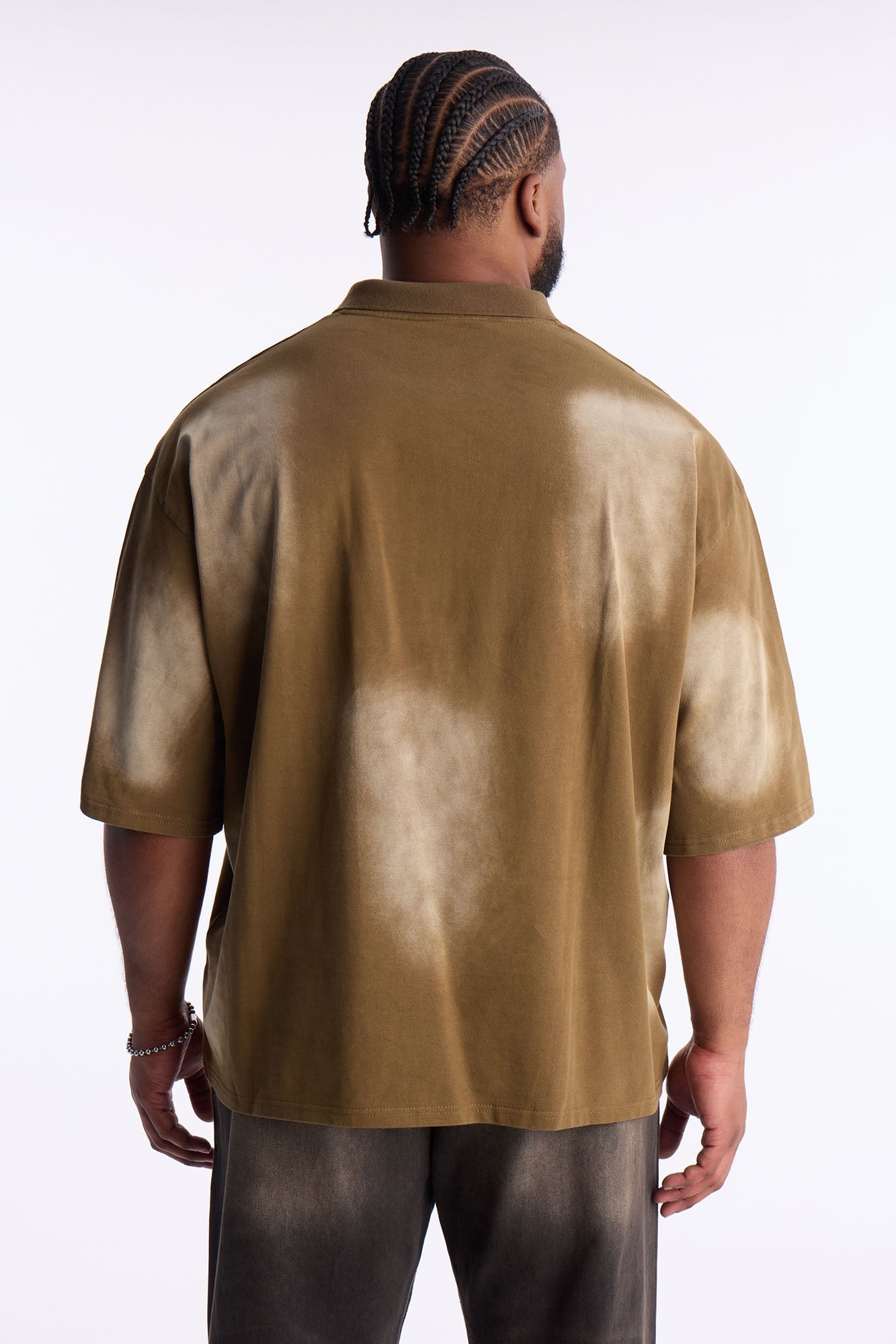 Stars And Saints illusion Short Sleeve Knit Polo - Brown Fashion Nova