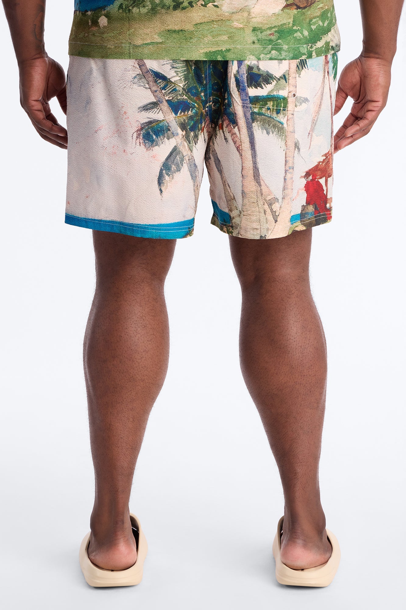 Tropical Get Away Printed Seersucker Swim Trunk 6″ - Multi Color Fashion Nova