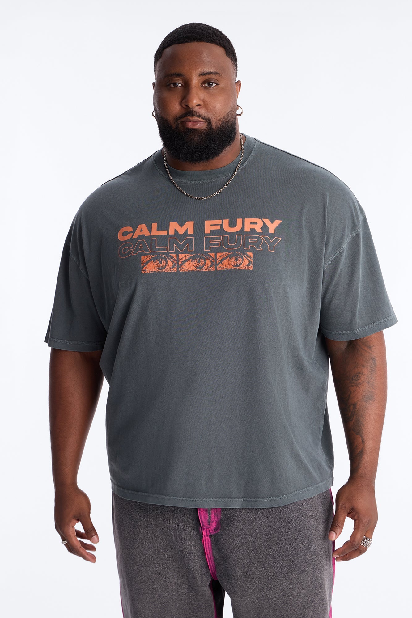 Calm Fury Oversized Short Sleeve Tee - Grey Fashion Nova