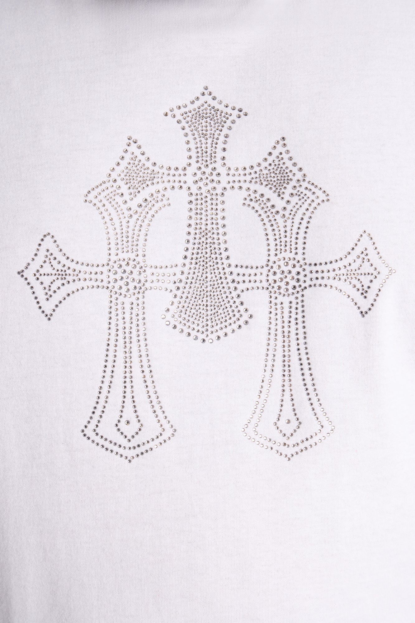 Three Crosses Rhinestones Oversized Short Sleeve Tee - White Fashion Nova