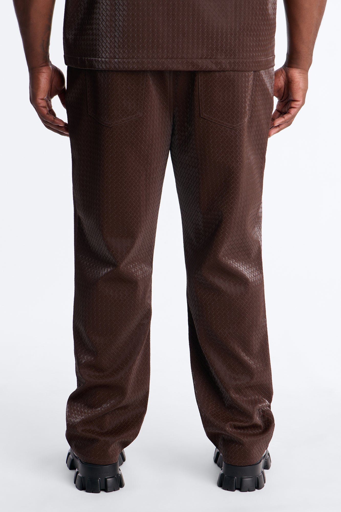 Straight Tisse Textured Faux Leather Pant - Brown Fashion Nova