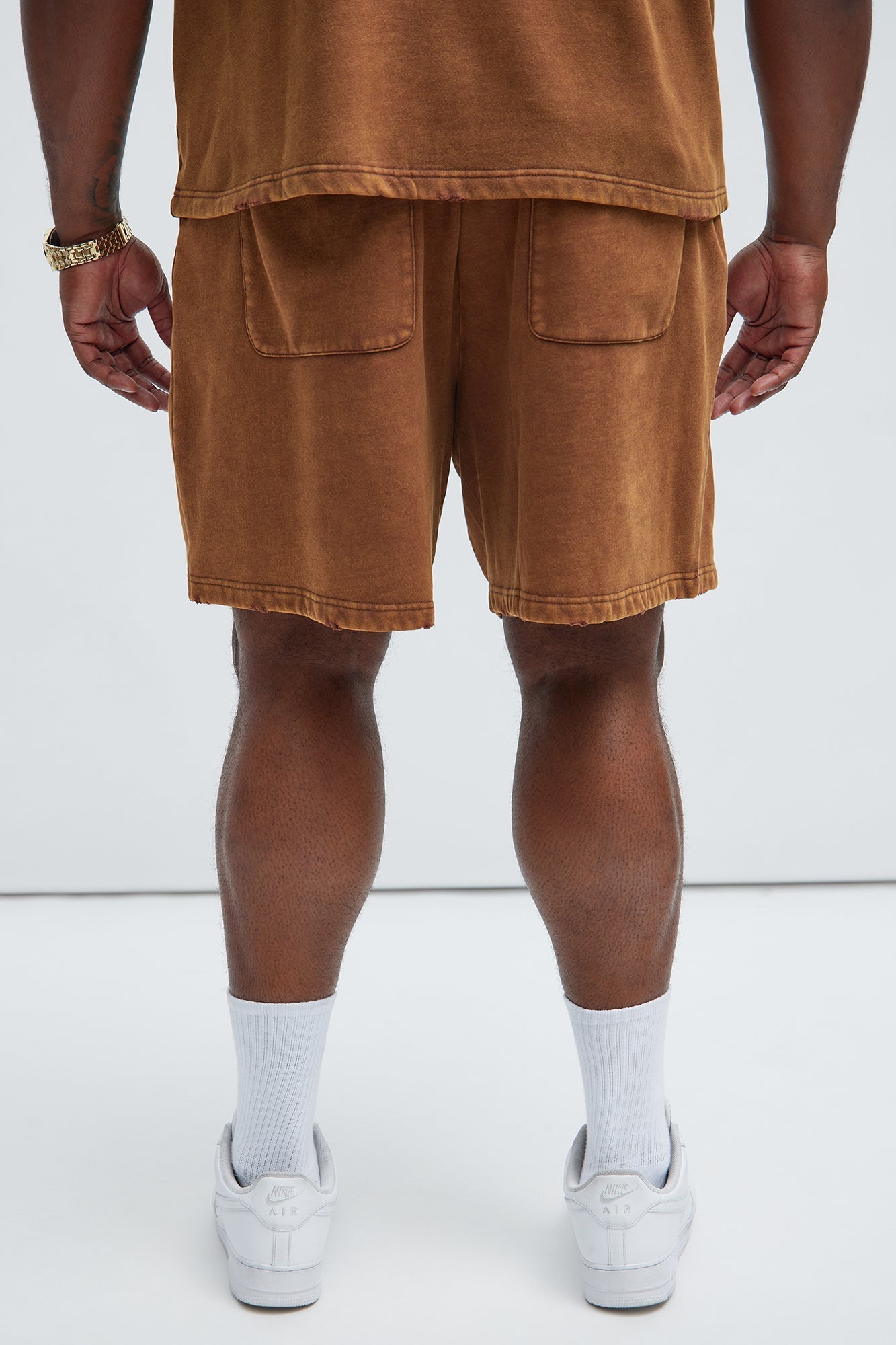 Tyson Heavy Wash Relaxed Shorts - Dark Brown Fashion Nova