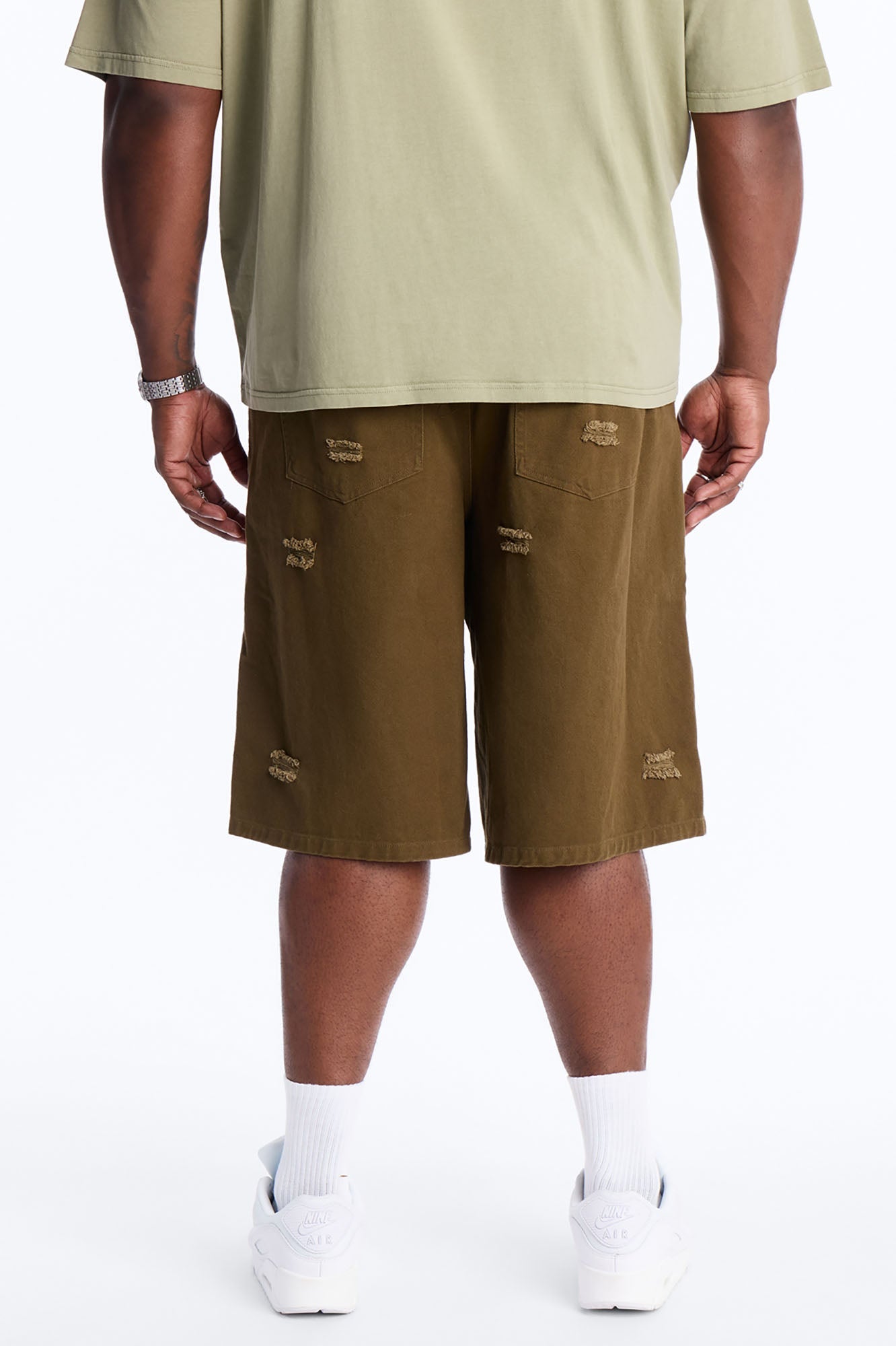 Baggy Mirage Zone Paneled Short - Olive Fashion Nova