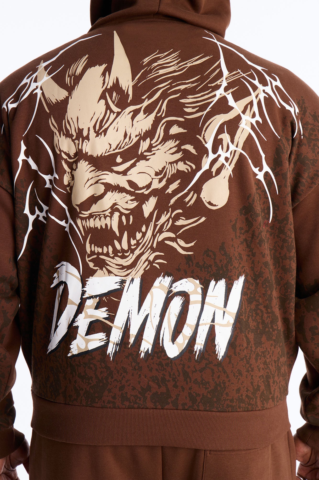 Dodge Demon Oni Mask Oversized Hoodie - Brown Fashion Nova