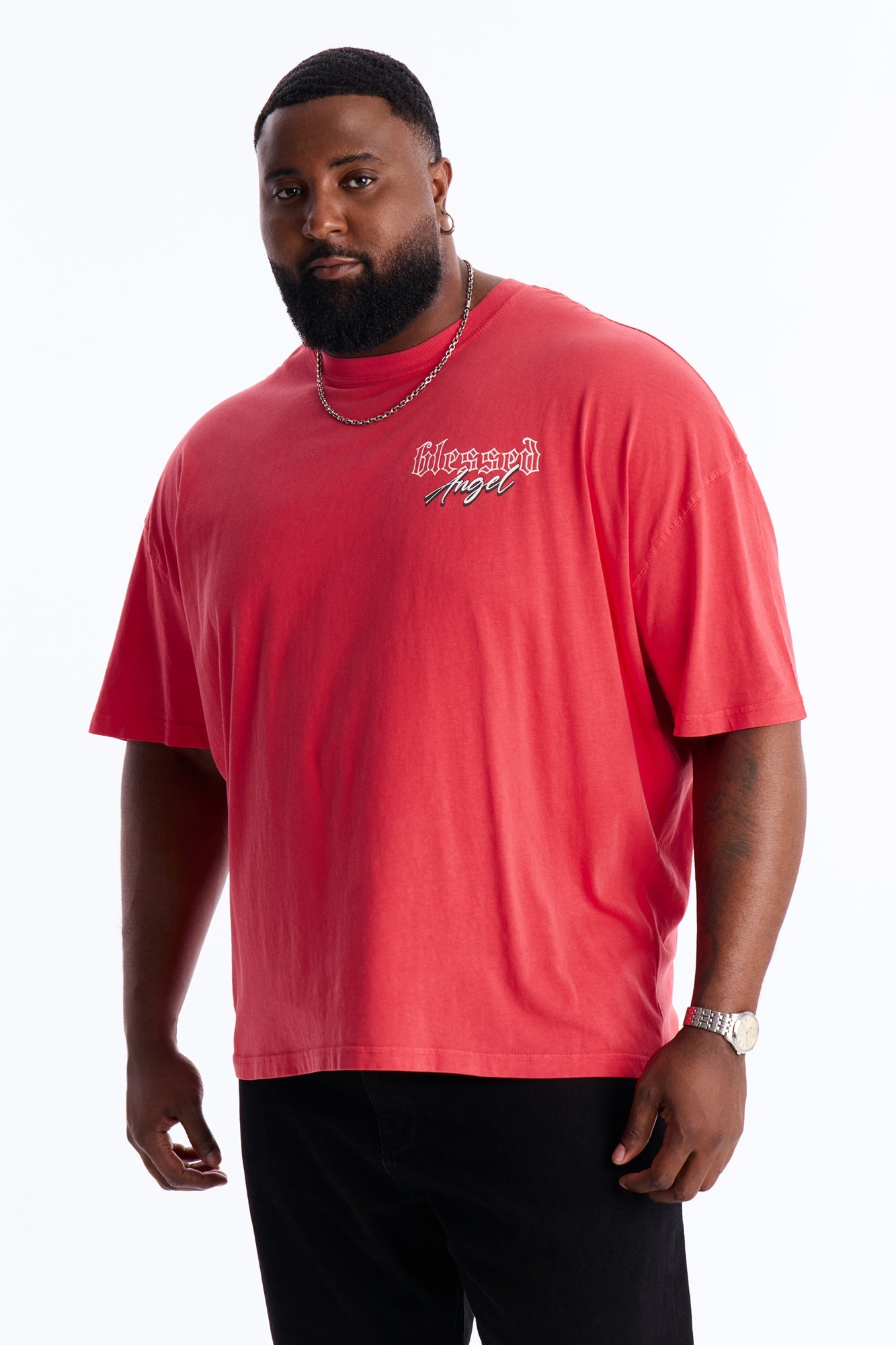 Blessed Angel Oversized Short Sleeve Tee - Red Fashion Nova