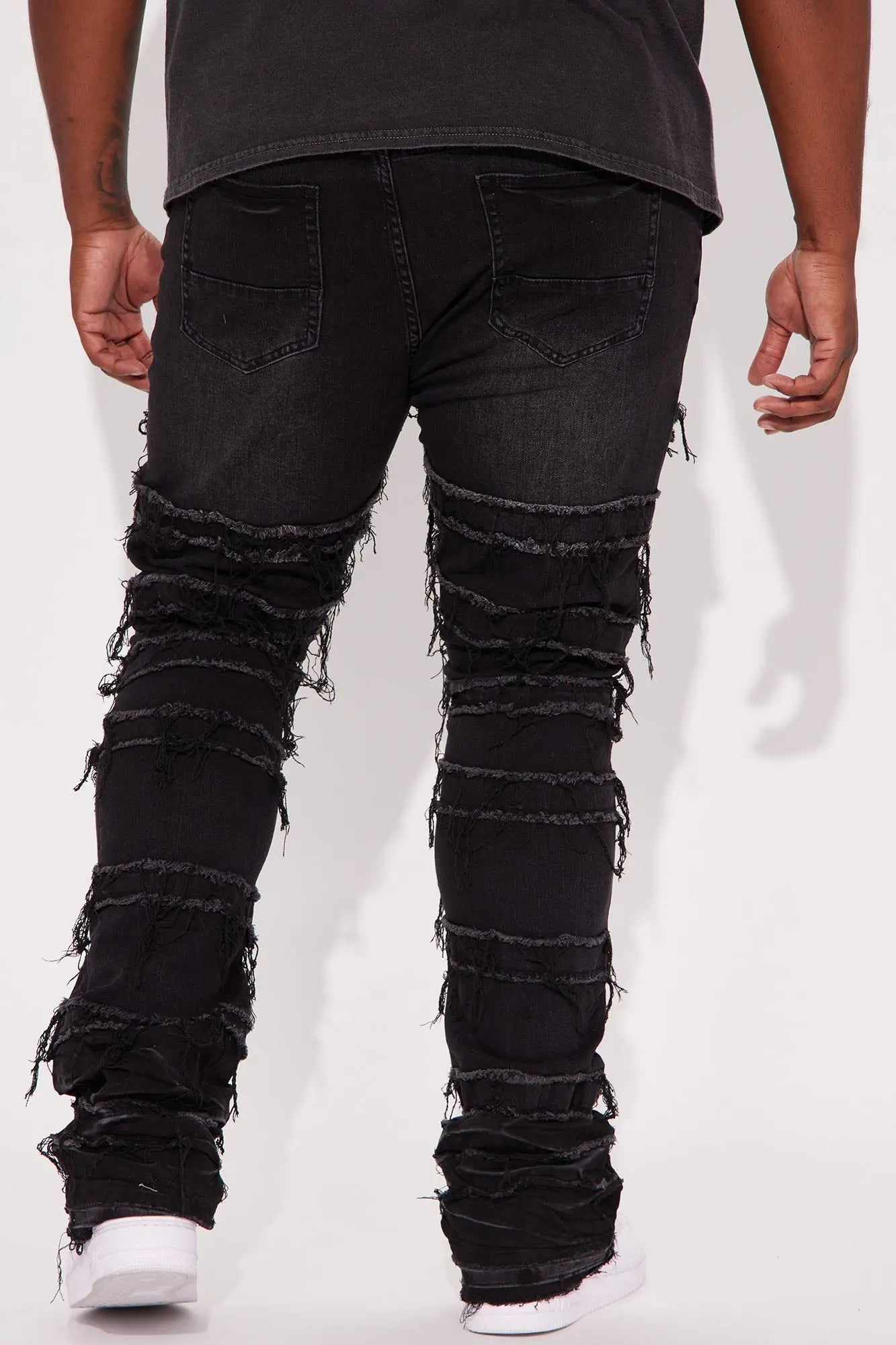 About Fray Stacked Skinny Flare Jeans - Black Wash Fashion Nova