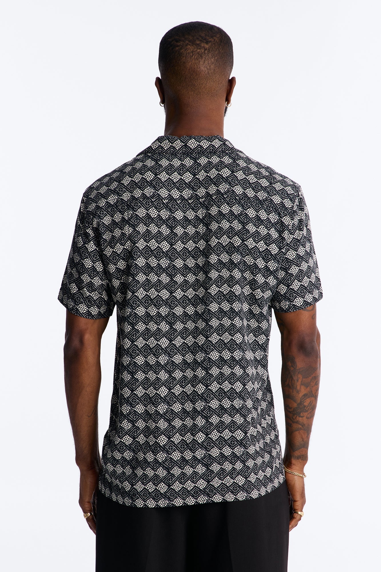 Royale Cuban Collar Button Up Shirt - Black Fashion Nova