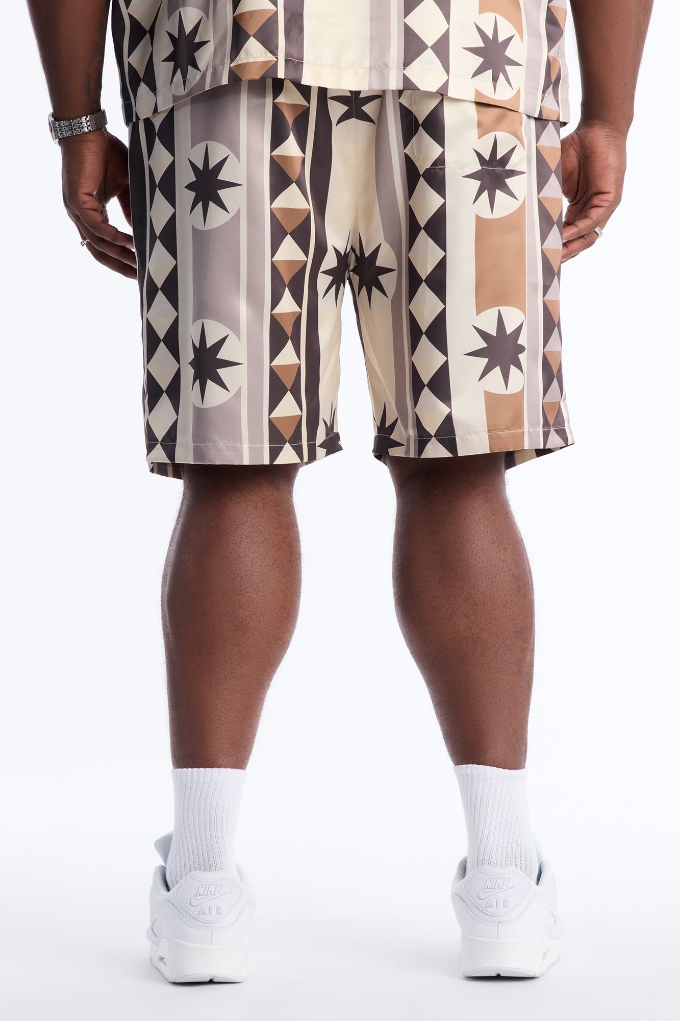 Toscana Geo Relaxed Short - Tan Fashion Nova
