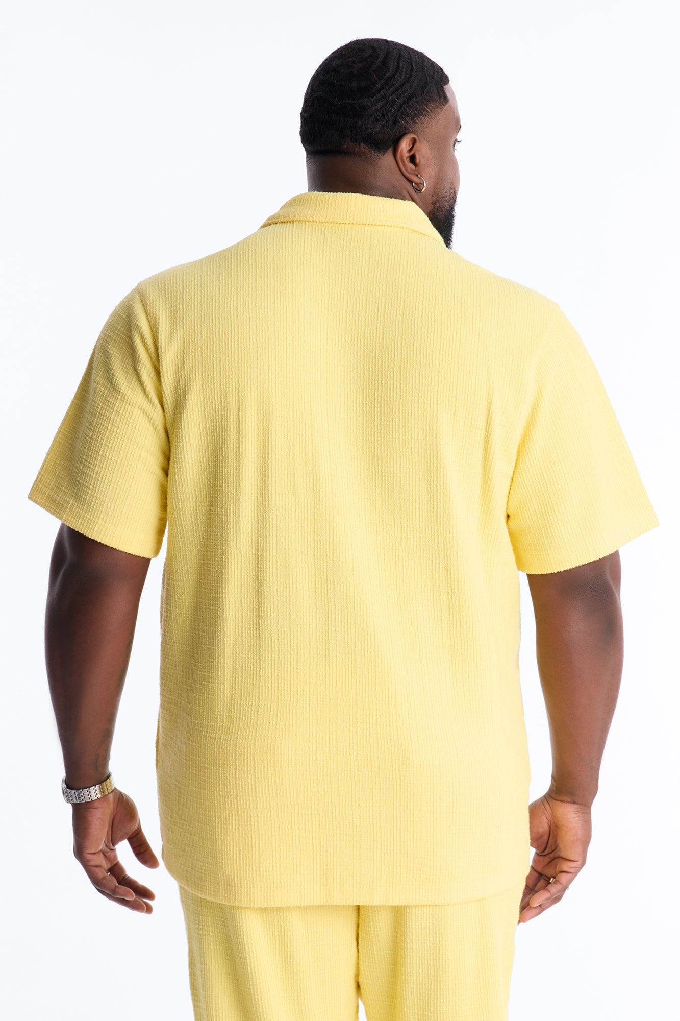Dean Textured Short Sleeve Button Up Shirt - Butter Yellow Fashion Nova