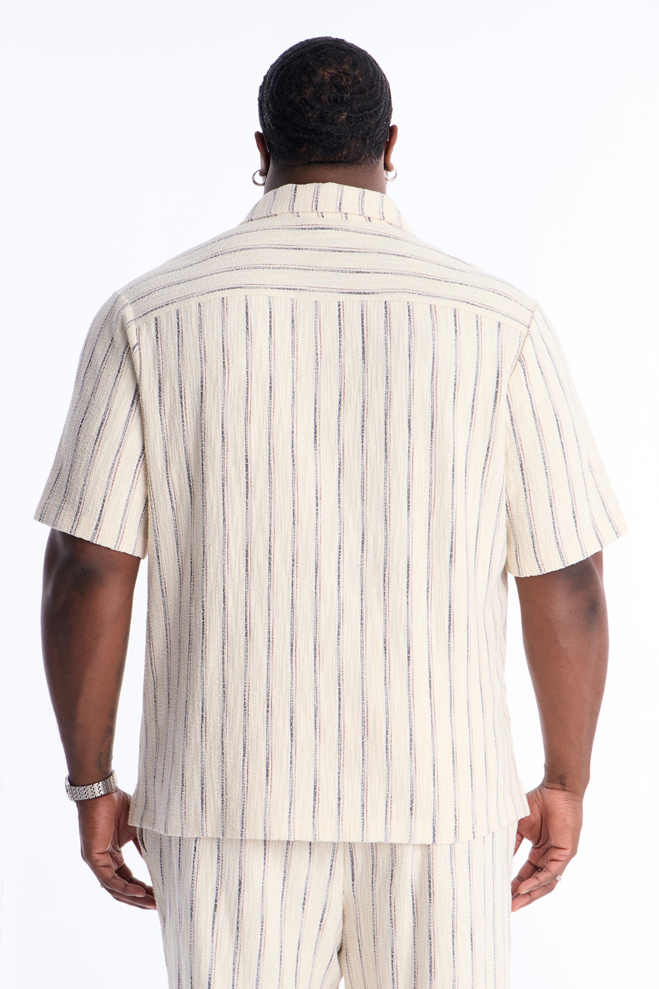 Caicos Textured Stripe Button Up Shirt - Cream Fashion Nova