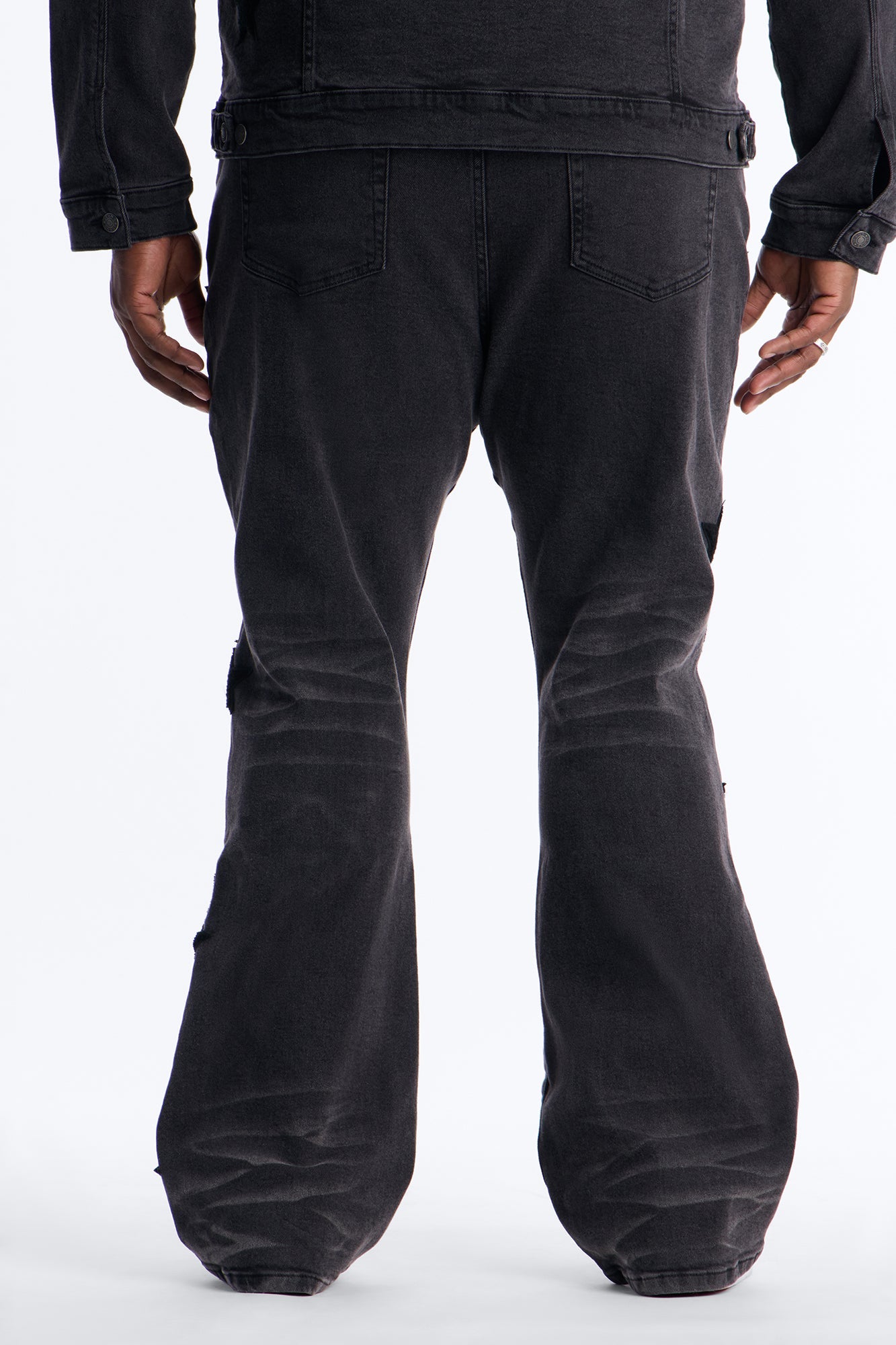 Stacked Skinny Flare Stellar Jean - Black Wash Fashion Nova
