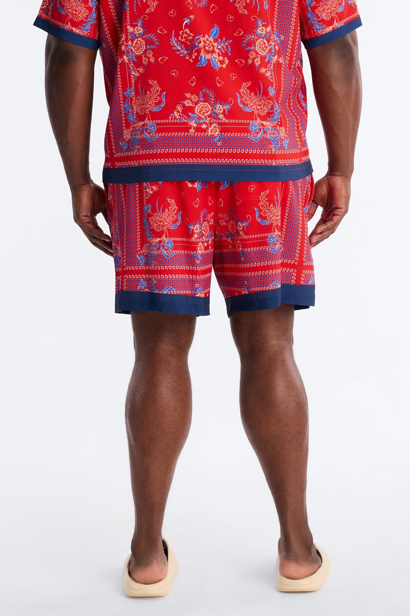 Mirage Bloom Swim Trunk 7″ - Red Fashion Nova