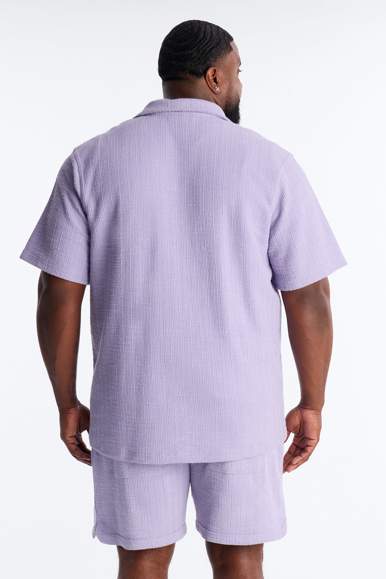 Dean Textured Short Sleeve Button Up Shirt - Lavender Fashion Nova