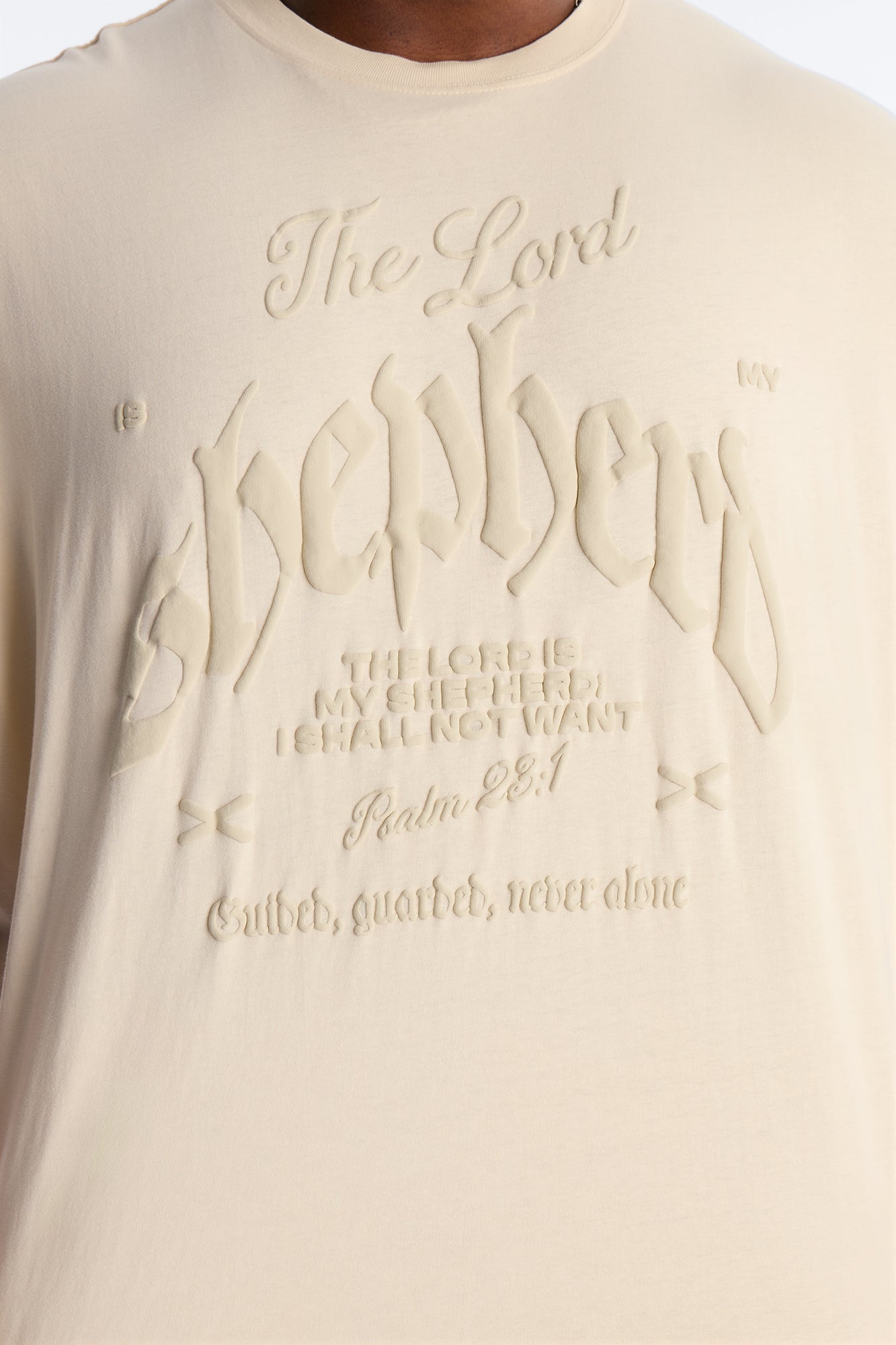 Psalms 23 Puff Print Oversized Short Sleeve Tee - Cream Fashion Nova