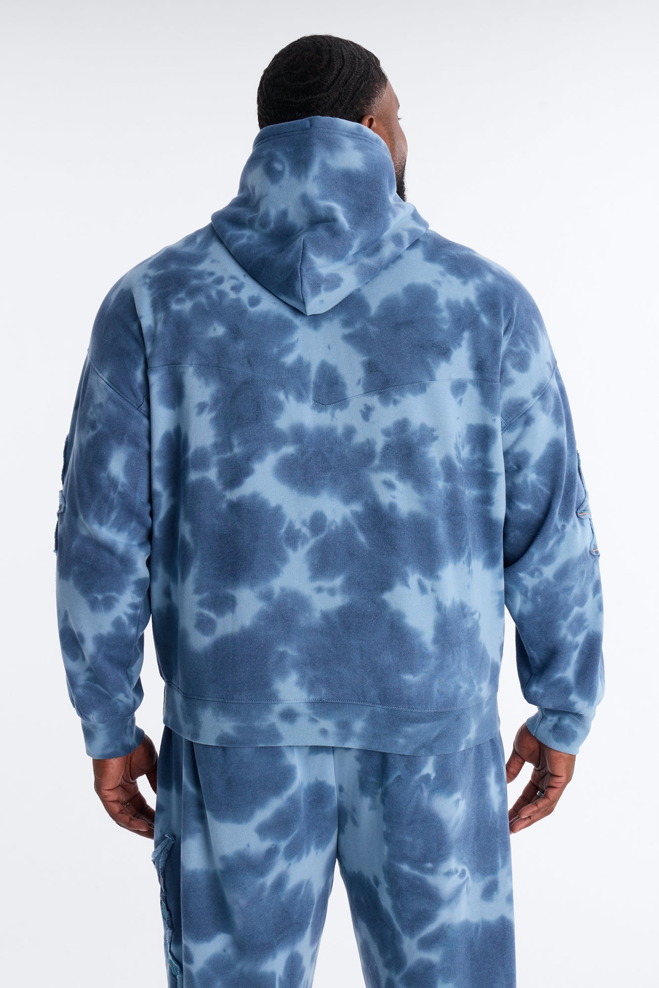 Von Dutch Outlaw Bleach Dyed Raw Edge Hoodie - Blue Fashion Nova