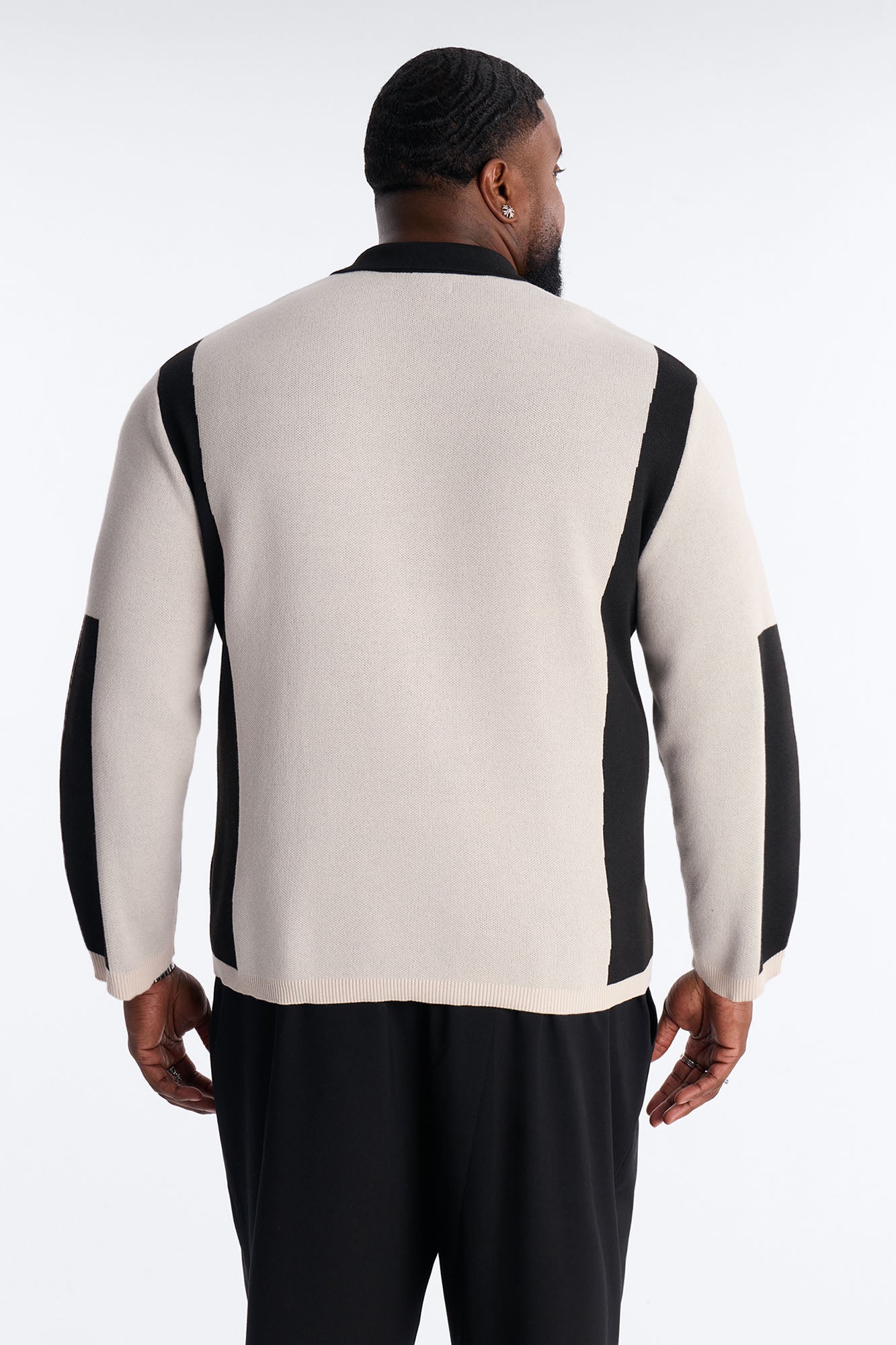 RM Moto Johnny Collar Sweater - Cream/combo Fashion Nova
