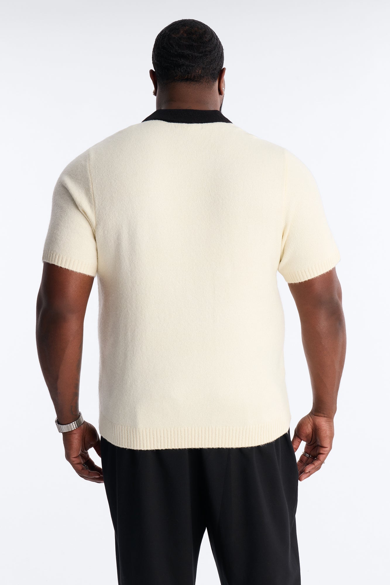 Cambridge Sweater Johnny Collar Polo - Cream Fashion Nova