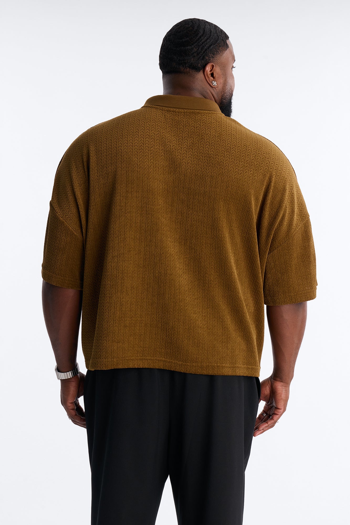 Boxy Cropped Lexington Saints Johnny Collar Polo - Brown Fashion Nova