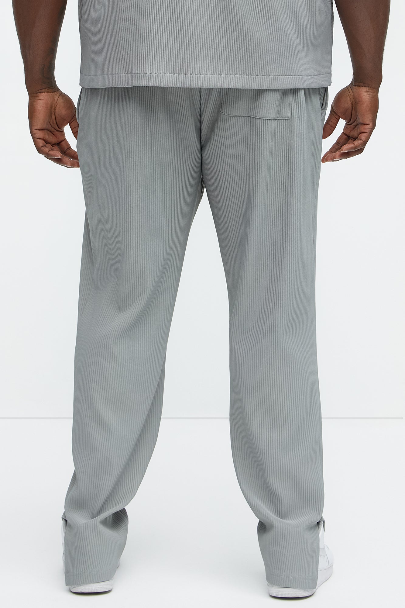 Show Up Slim Slit Pants - Grey Fashion Nova