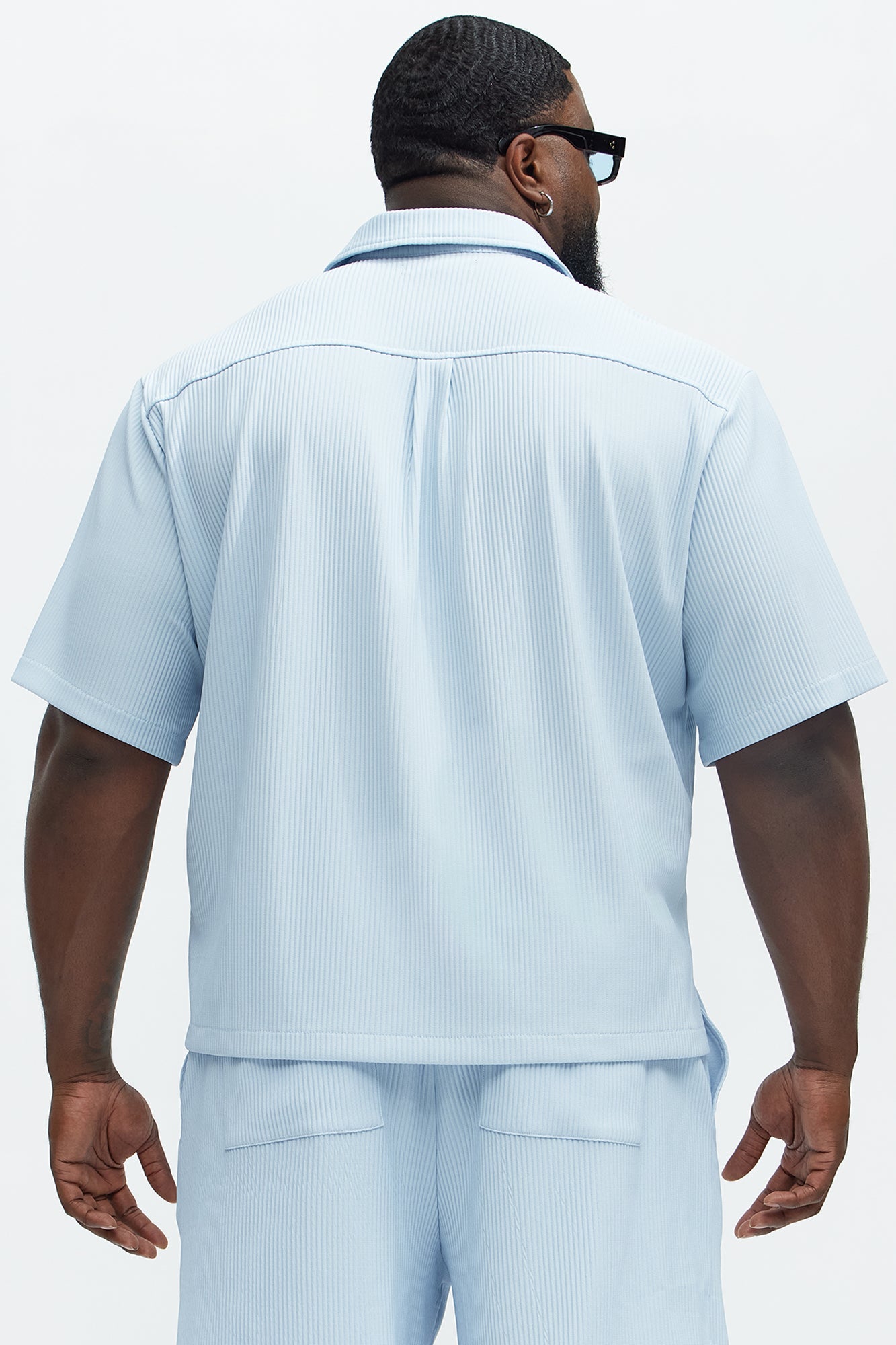 Show Up Short Sleeve Cuban Shirt - Light Blue Fashion Nova