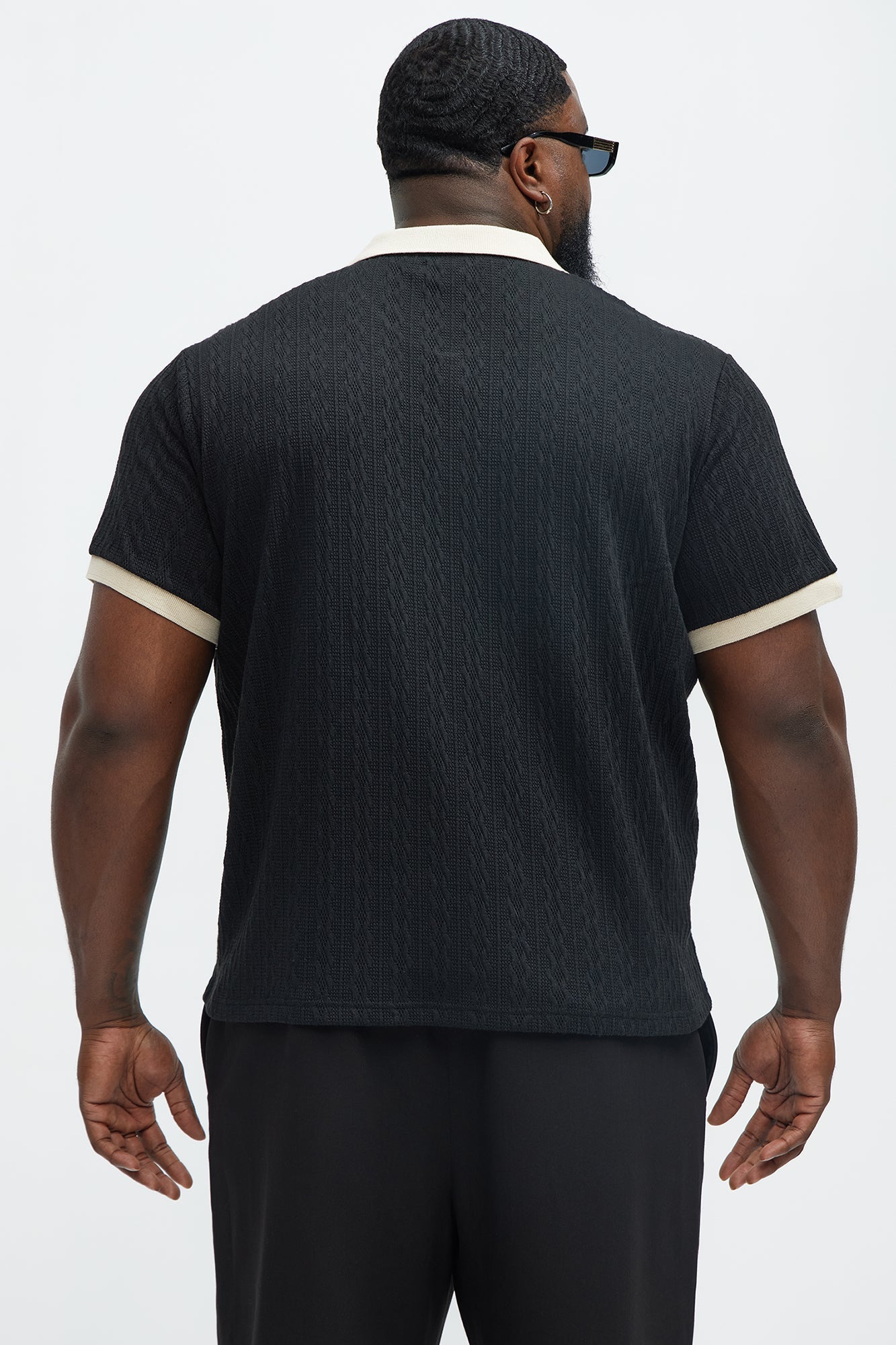 Langdon Sweater Knit Polo - Black/combo Fashion Nova