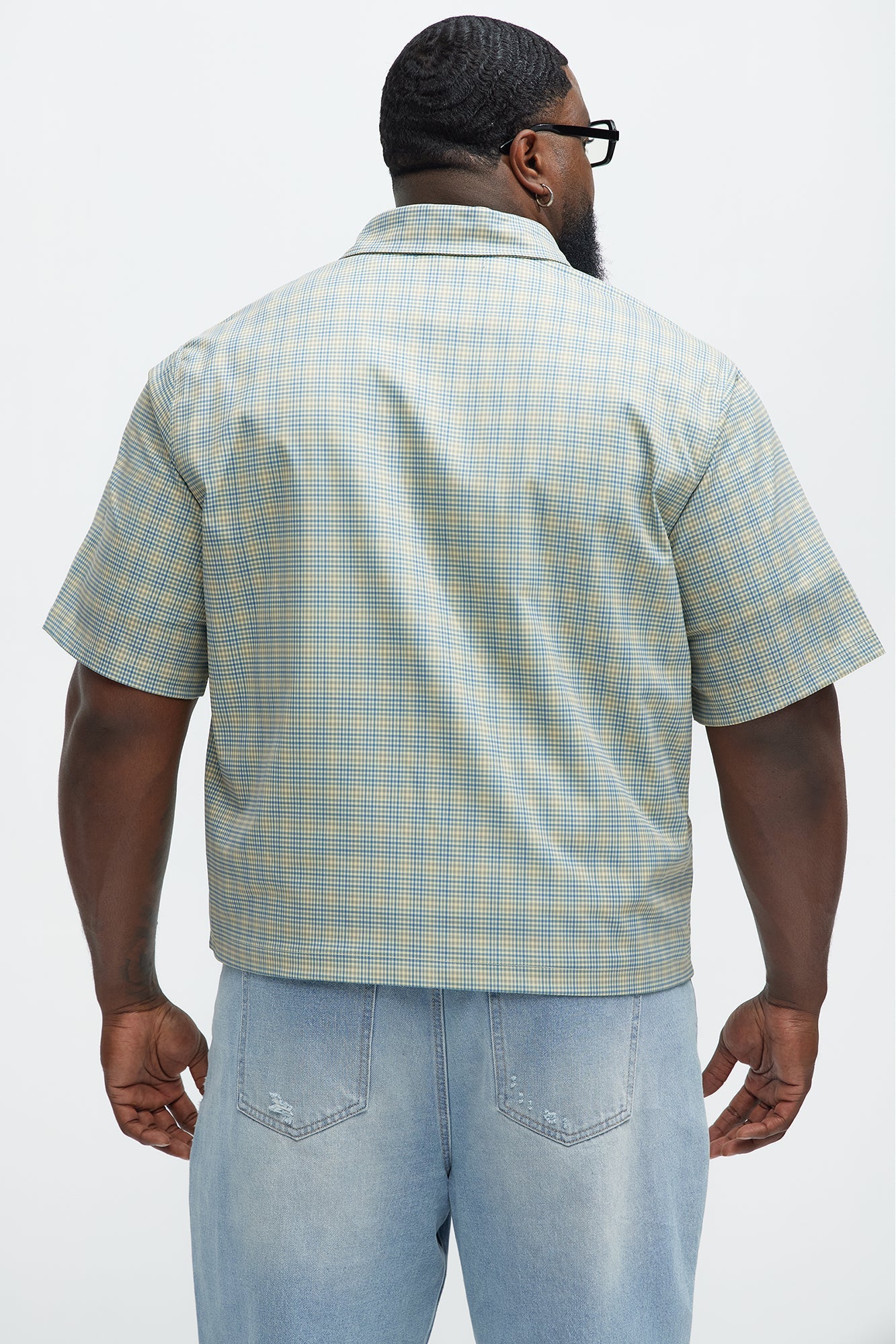 Cropped Pin Up Graphic Button Up Shirt - Green/combo Fashion Nova