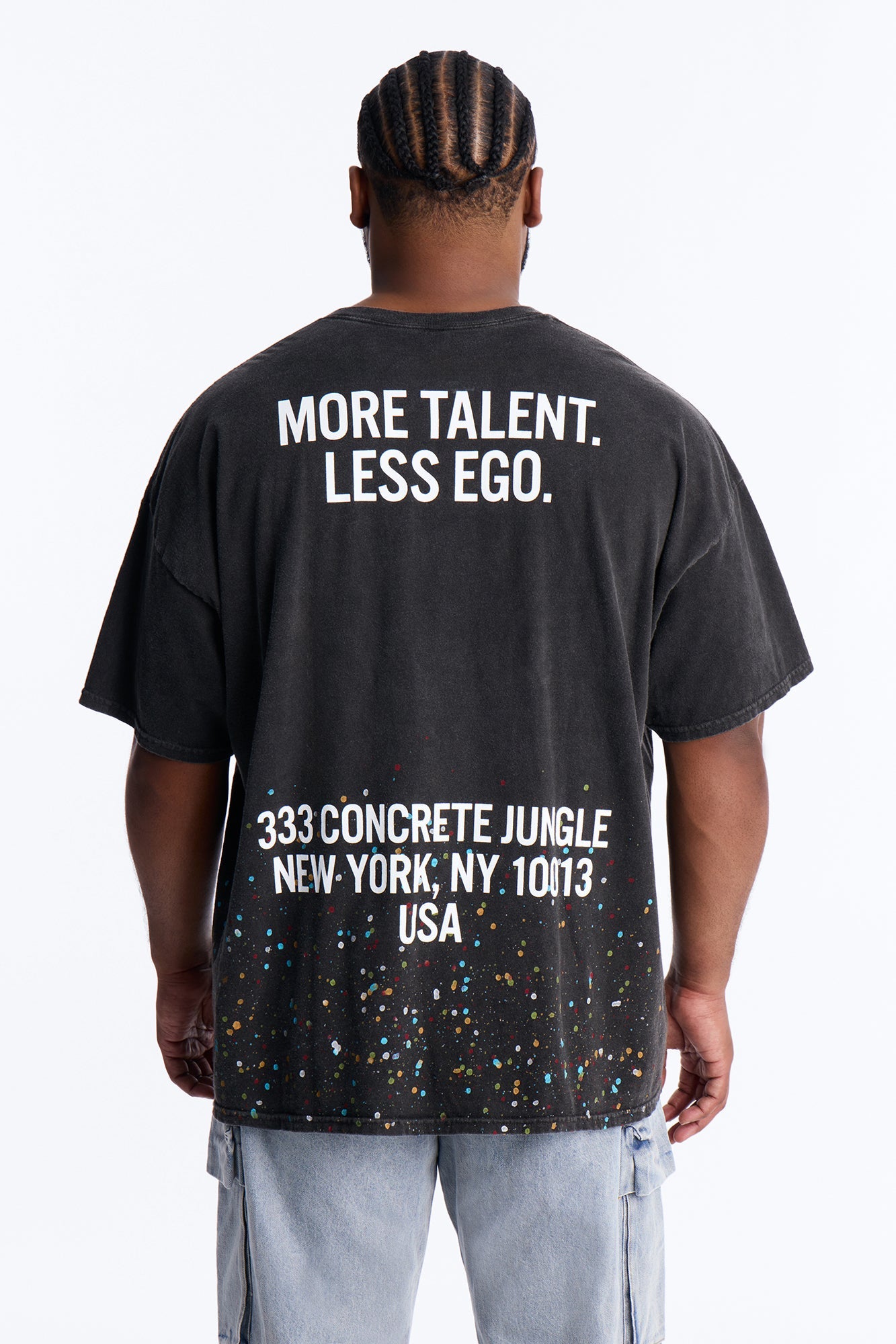 Art Has No Rules Paint Splatter Oversized Short Sleeve Tee - Black Wash Fashion Nova