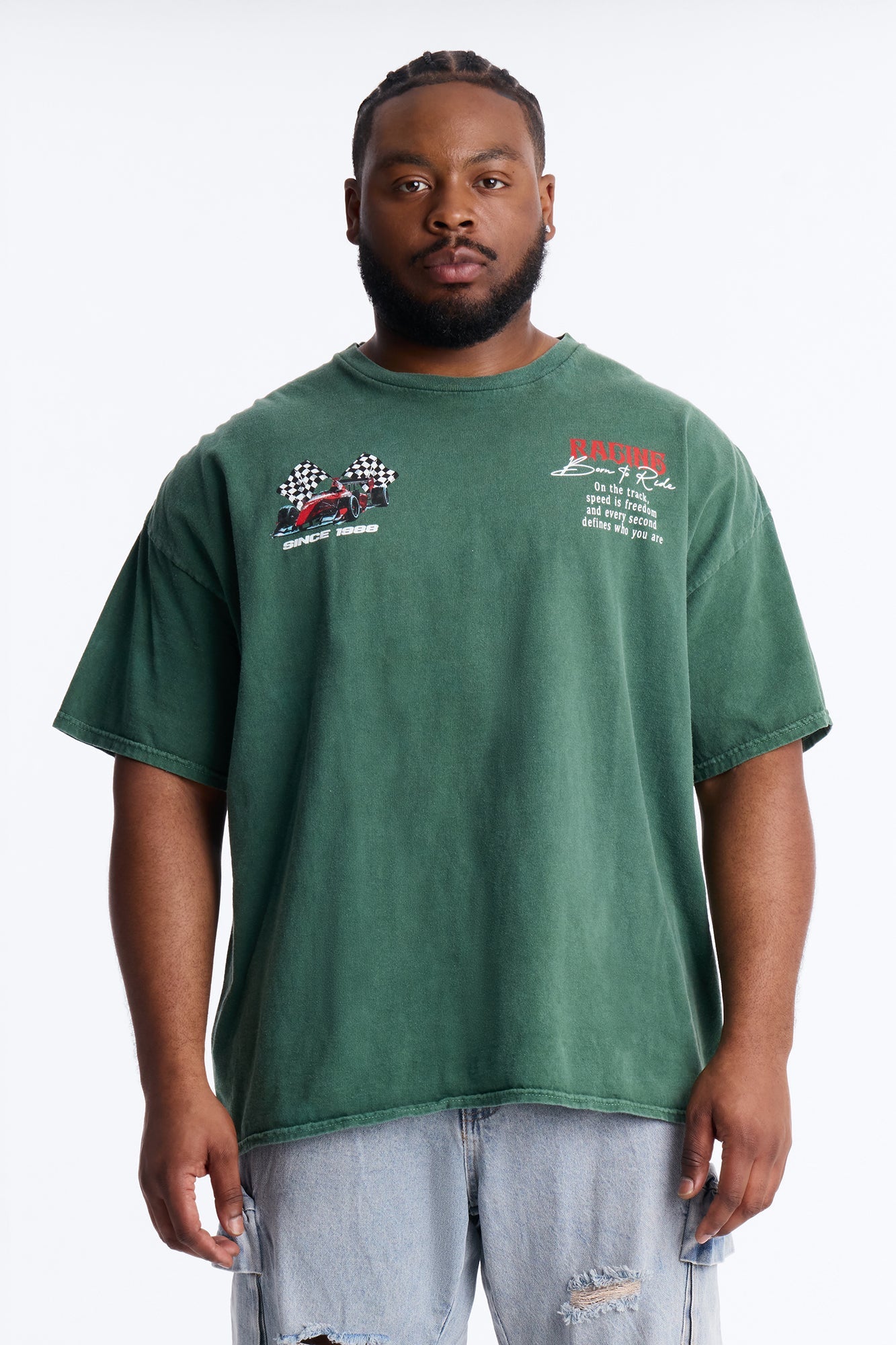 Racing Time Oversized Short Sleeve Tee - Hunter Green Fashion Nova