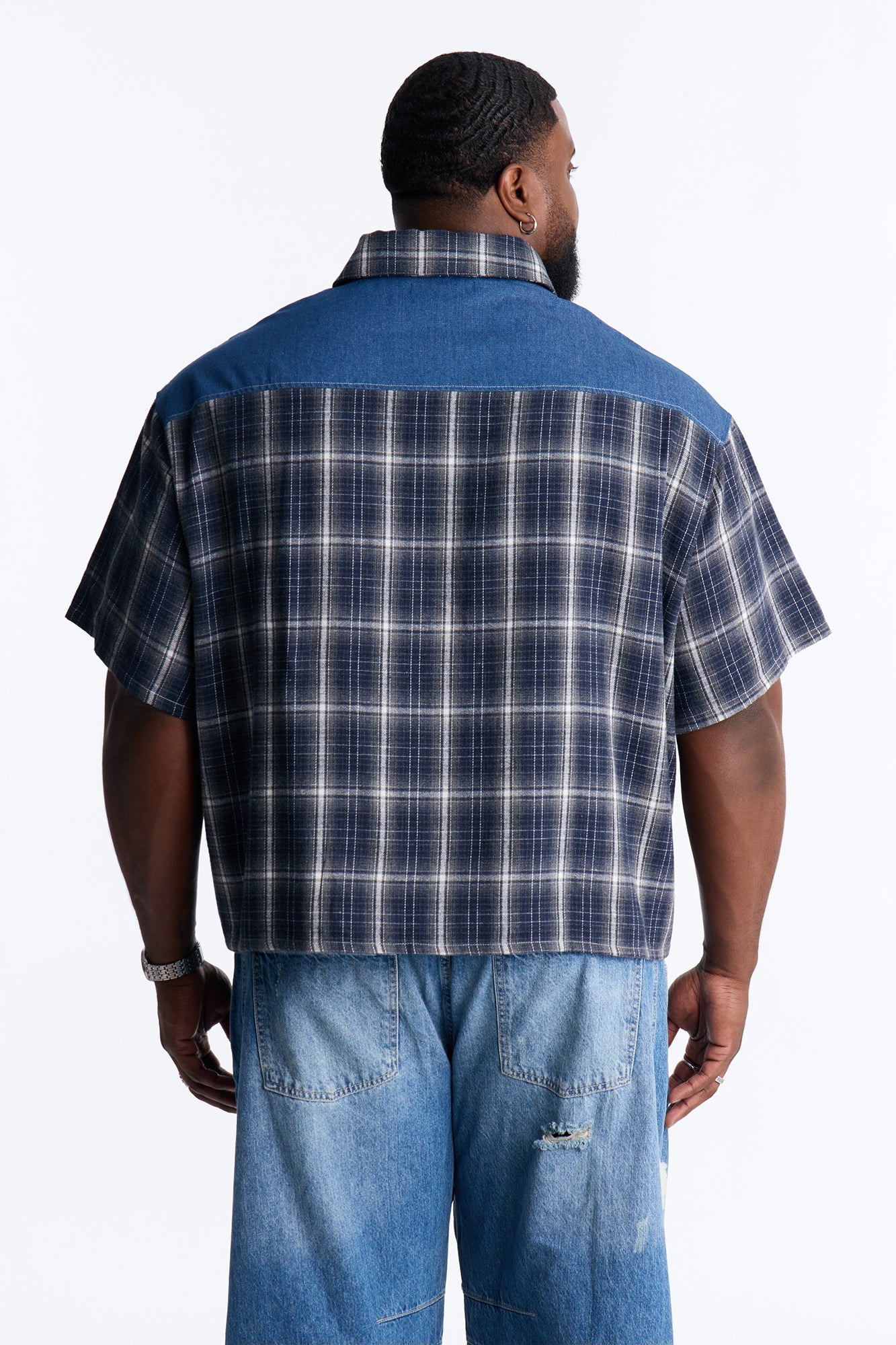 Sundown Mixed Media Button Up Shirt - Black Fashion Nova