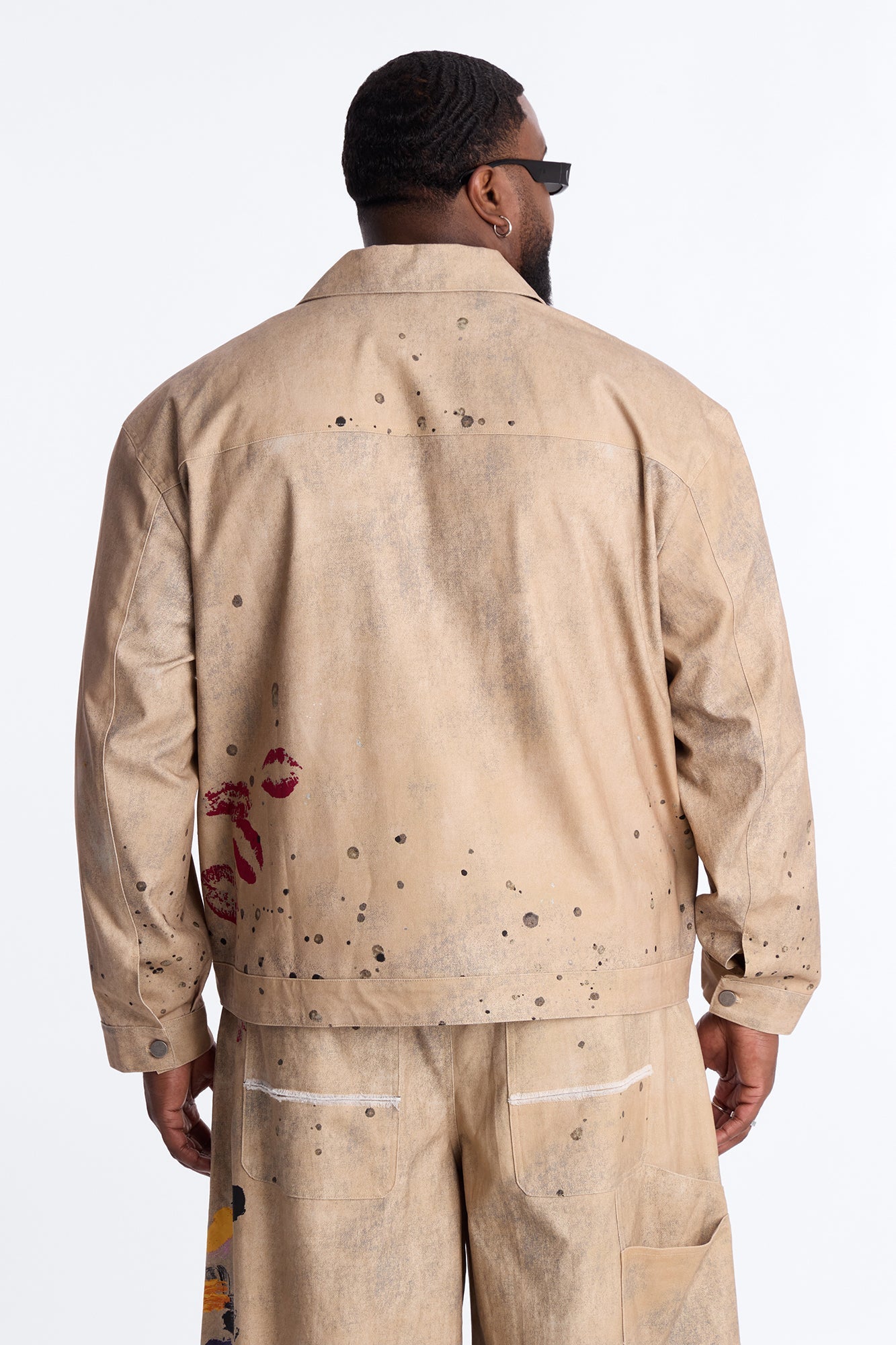 Cropped Culture Society Paint Splatter Boxy Work Jacket - Khaki Fashion Nova