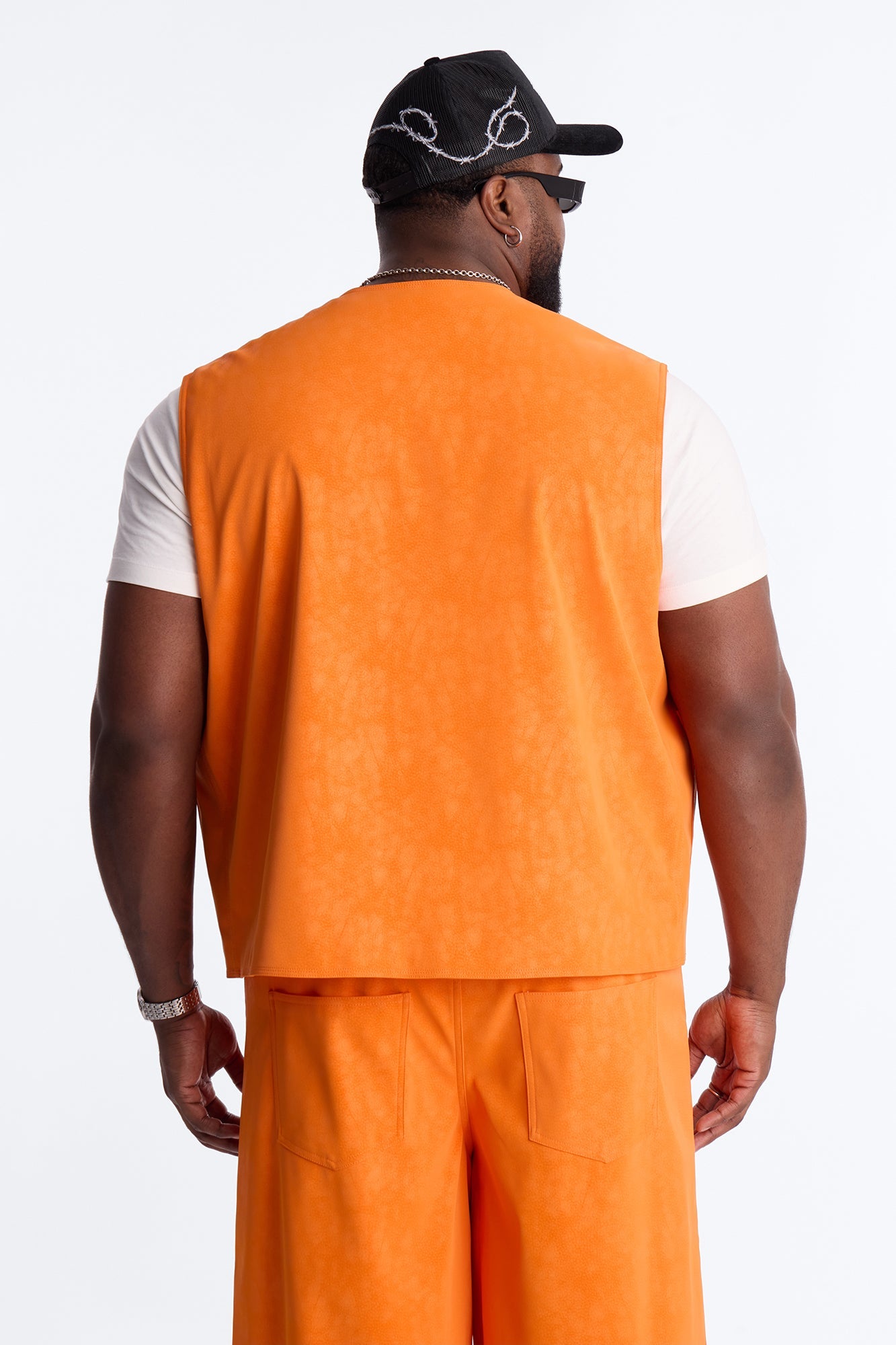 Rebel Hyde Faux Leather Vest - Orange Fashion Nova