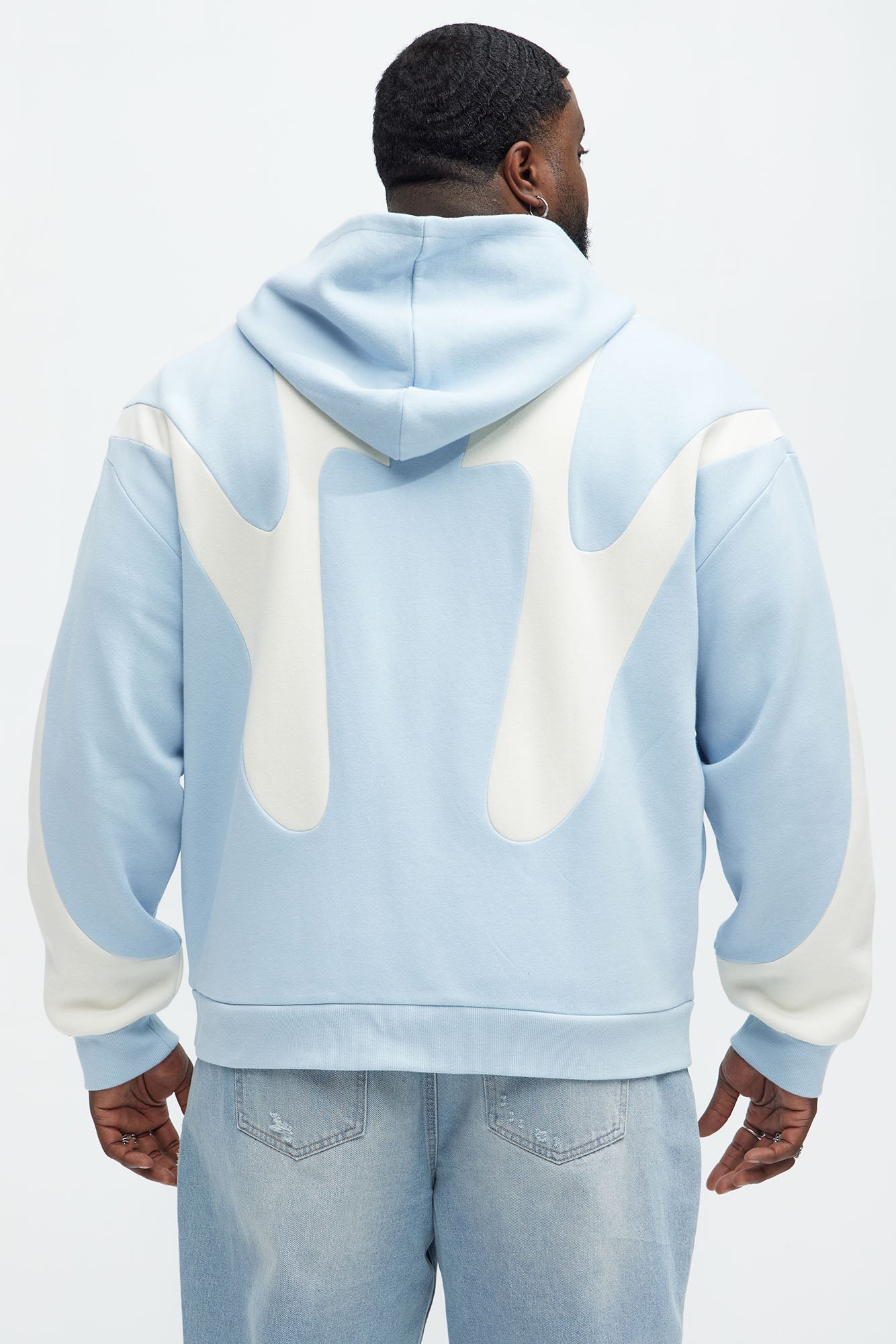 Tyson Oasis Paneled Zip Up Hoodie - Blue/combo Fashion Nova