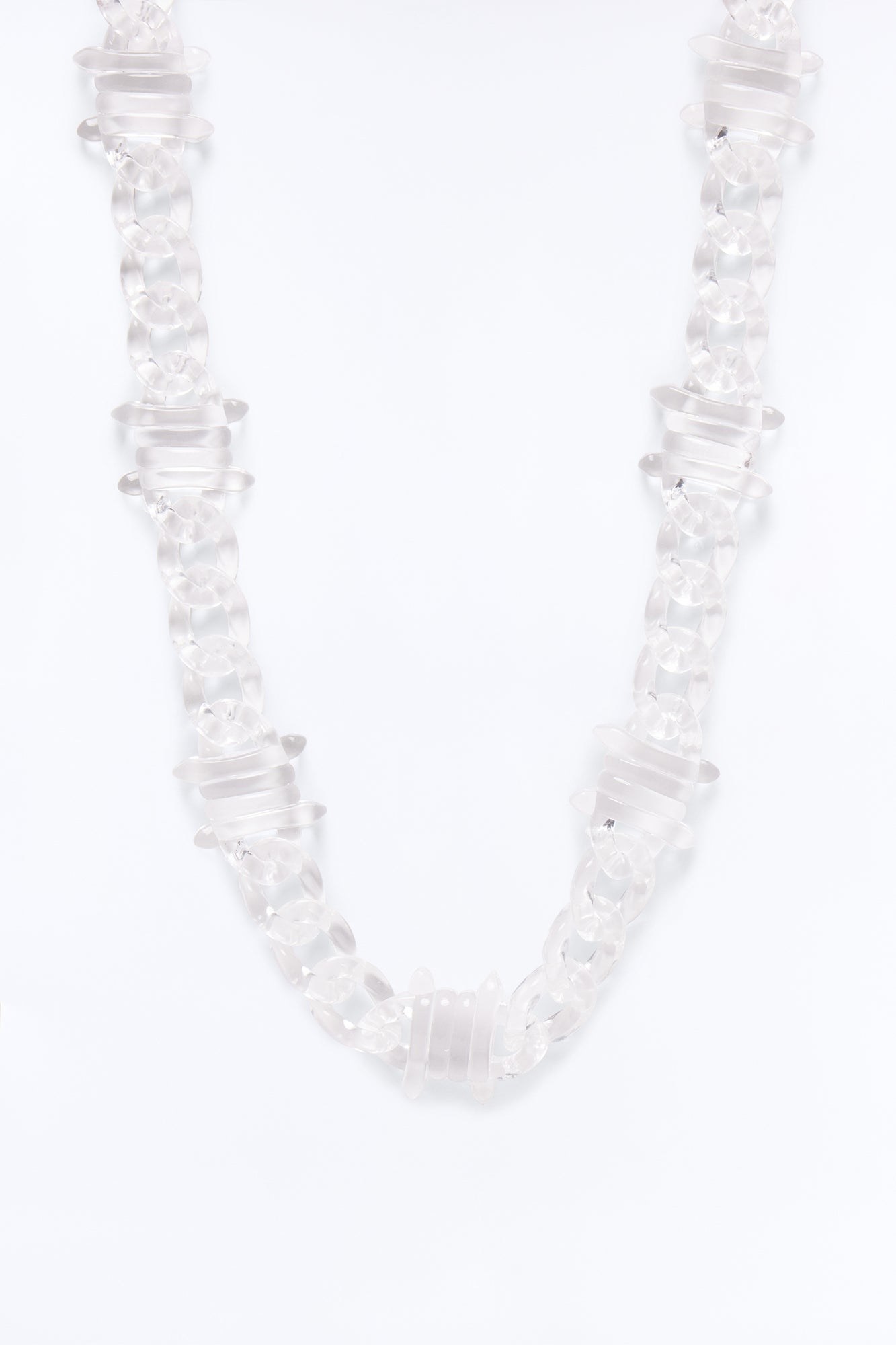 Thick Clear Barbed Wire Cuban Chain Necklace - Clear Fashion Nova