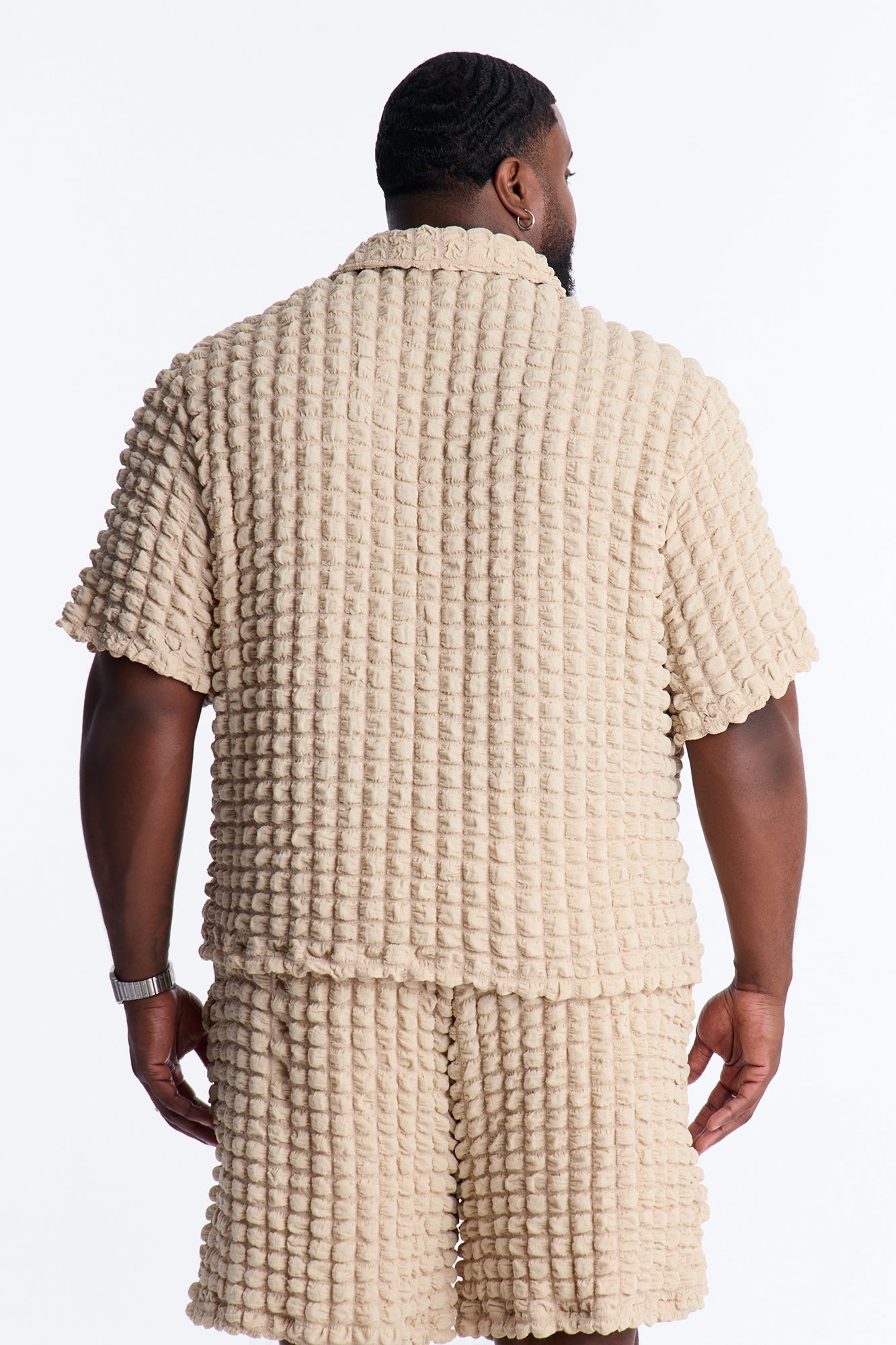 Relaxed Effervesce Textured Button Up Shirt - Tan Fashion Nova