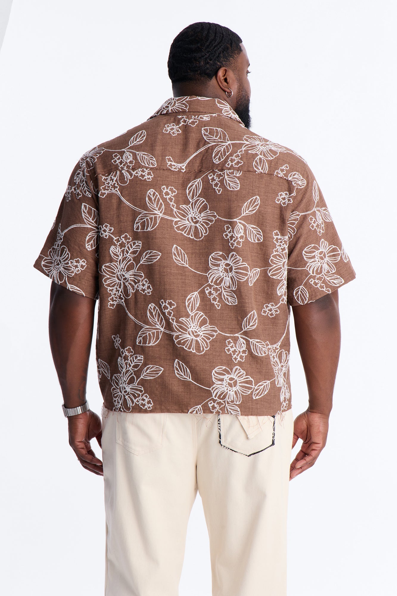 Relaxed Cropped After Shore Cuban Button Up Shirt - Brown Fashion Nova