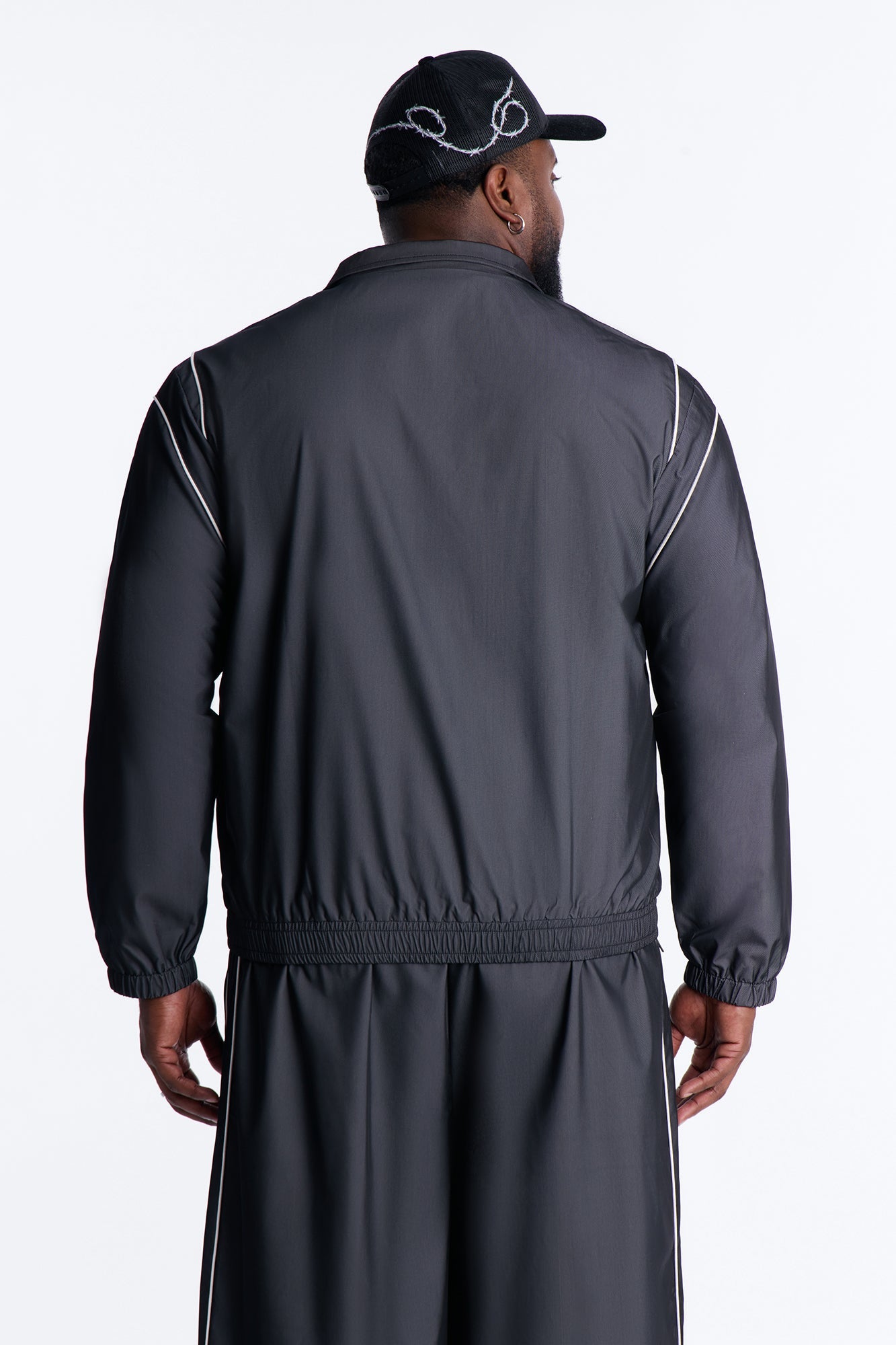 Relaxed Chroma Reflective Mesh Overlay Windbreaker Jacket - PlatinumIce Fashion Nova