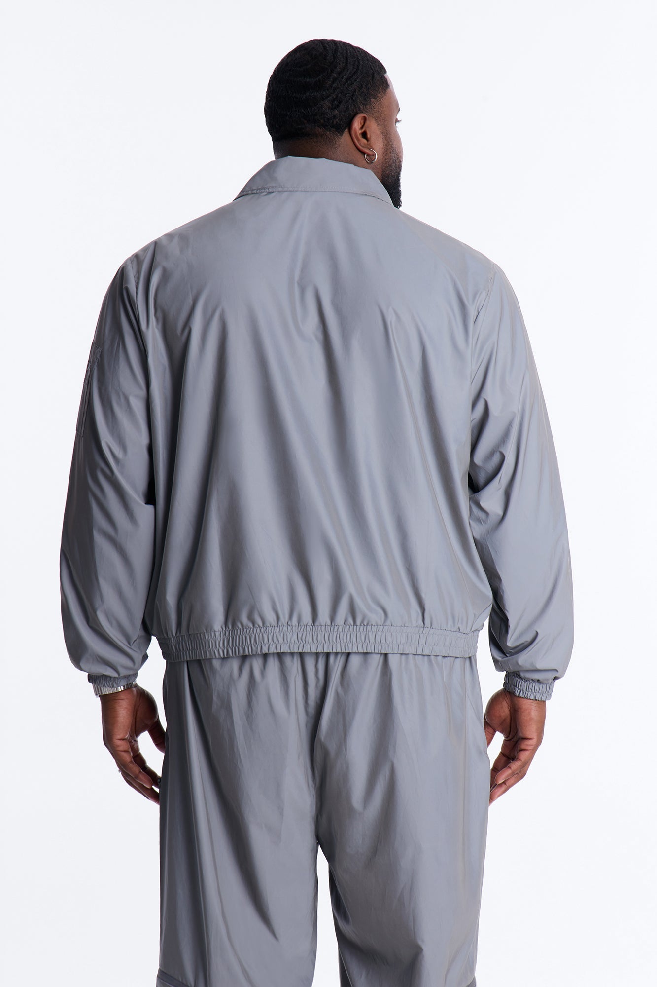 Cropped Relaxed Reflective Zip Bomber Jacket - Silver Fashion Nova