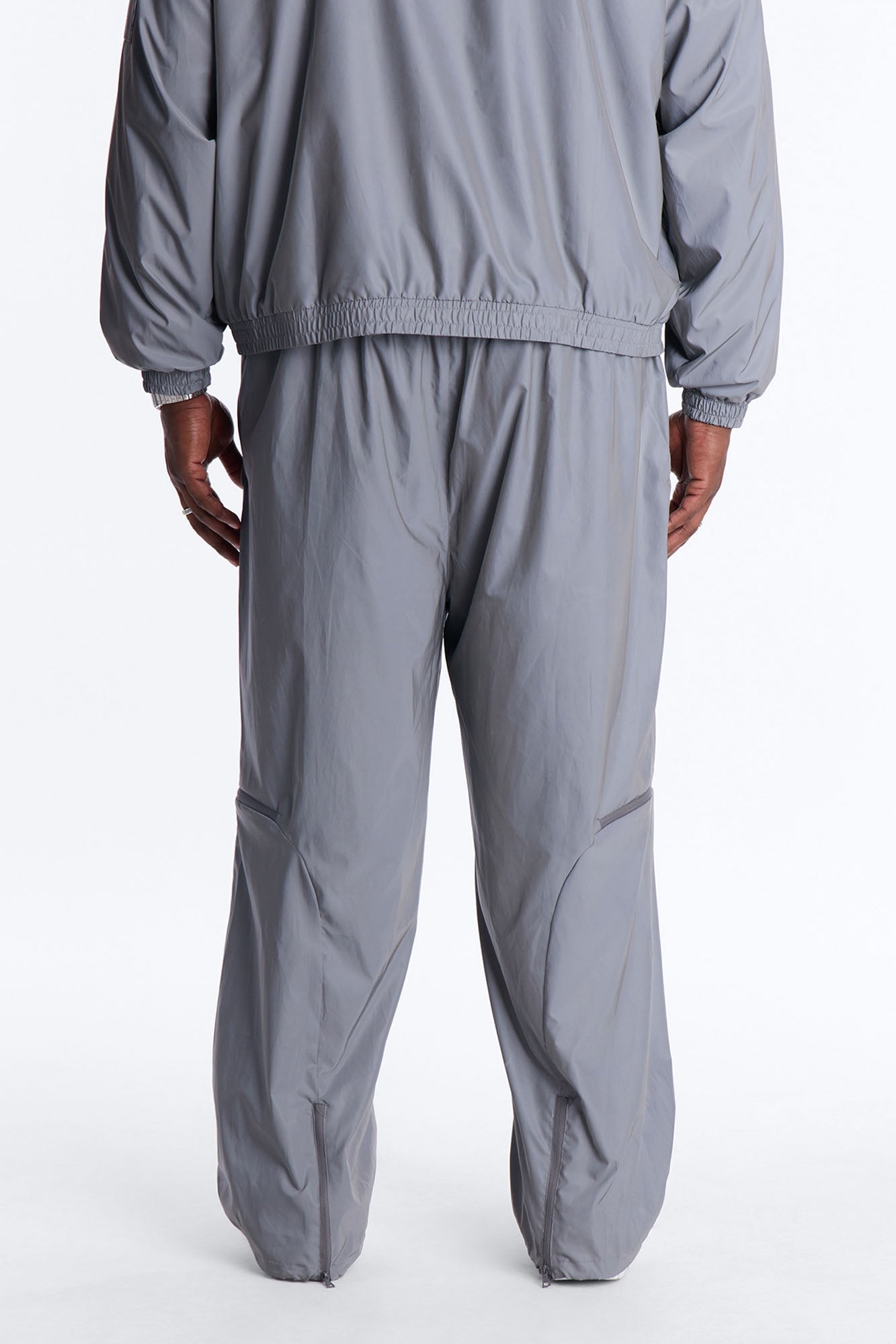 Baggy Reflective Zip Pant - Silver Fashion Nova
